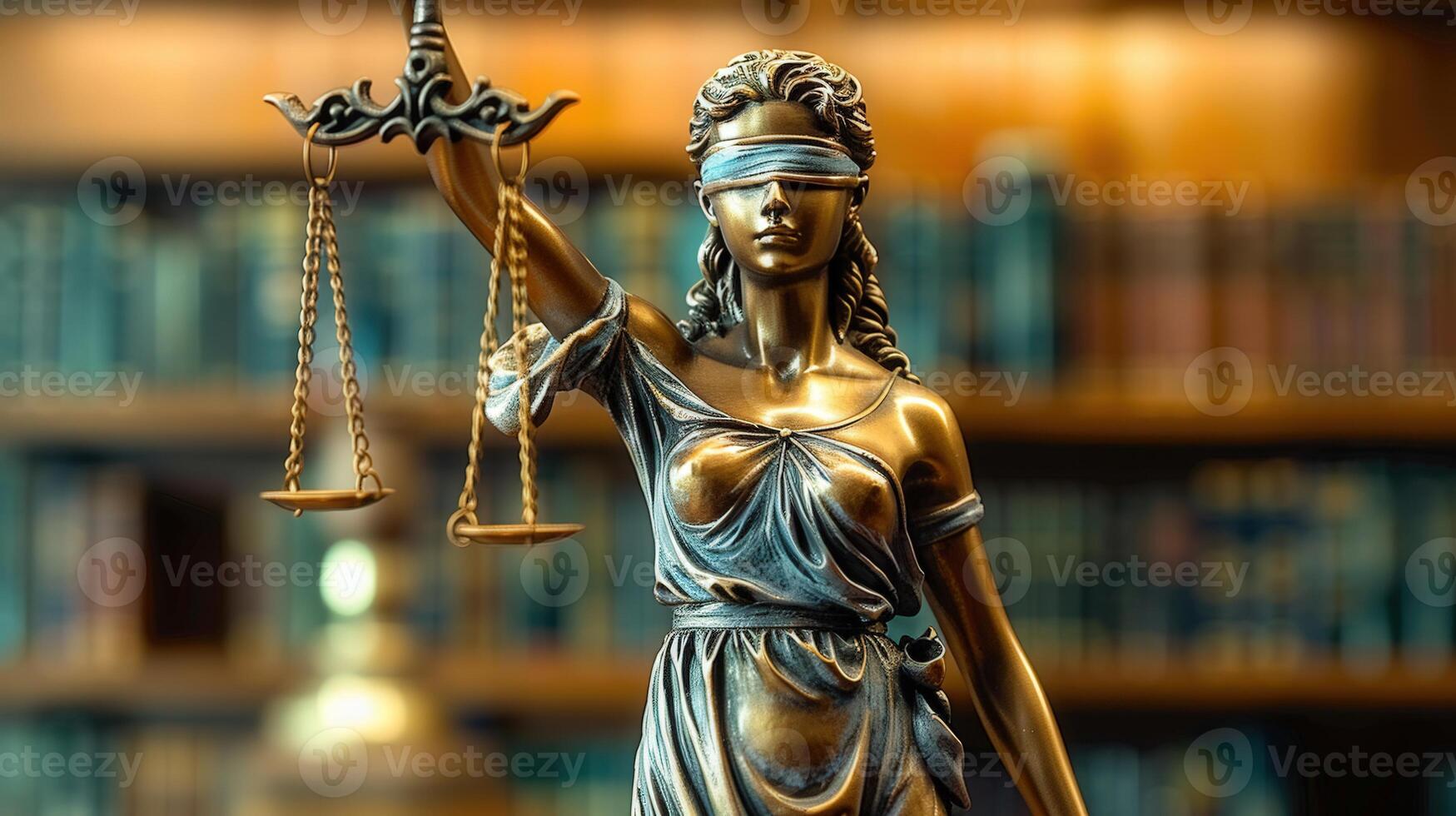 A close-up shot of the lady justice statue, a classic symbol of legal and ethical principles. photo