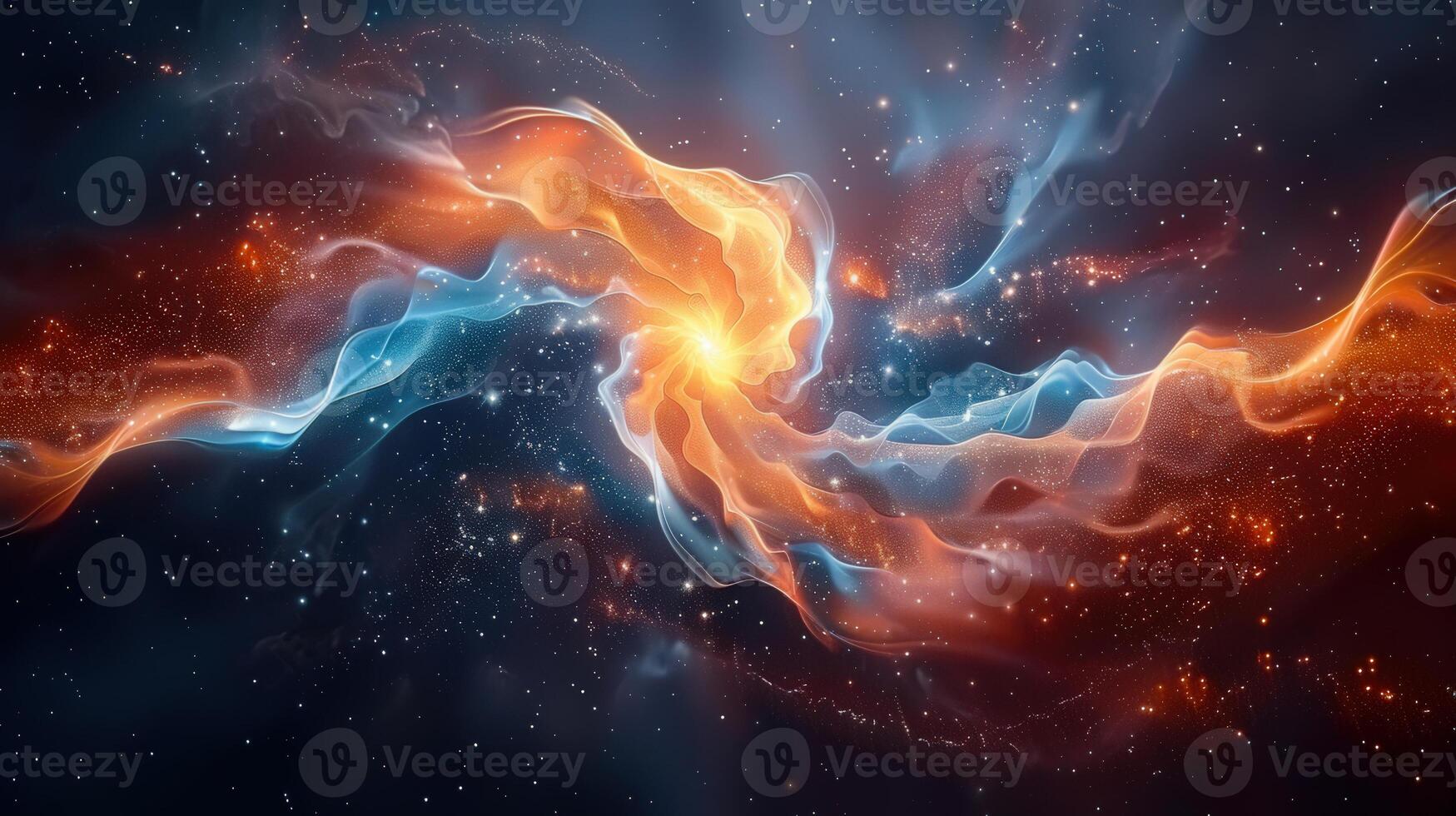 A captivating image of swirling cosmic energy, vibrant colors, and scattered stars. photo