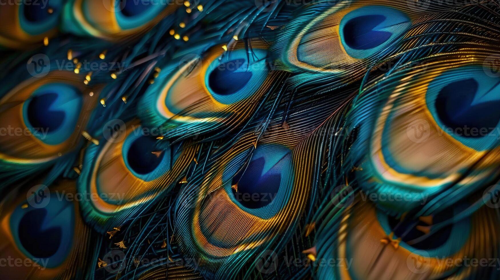 A captivating image showcasing the stunning details and colors of peacock feathers. photo