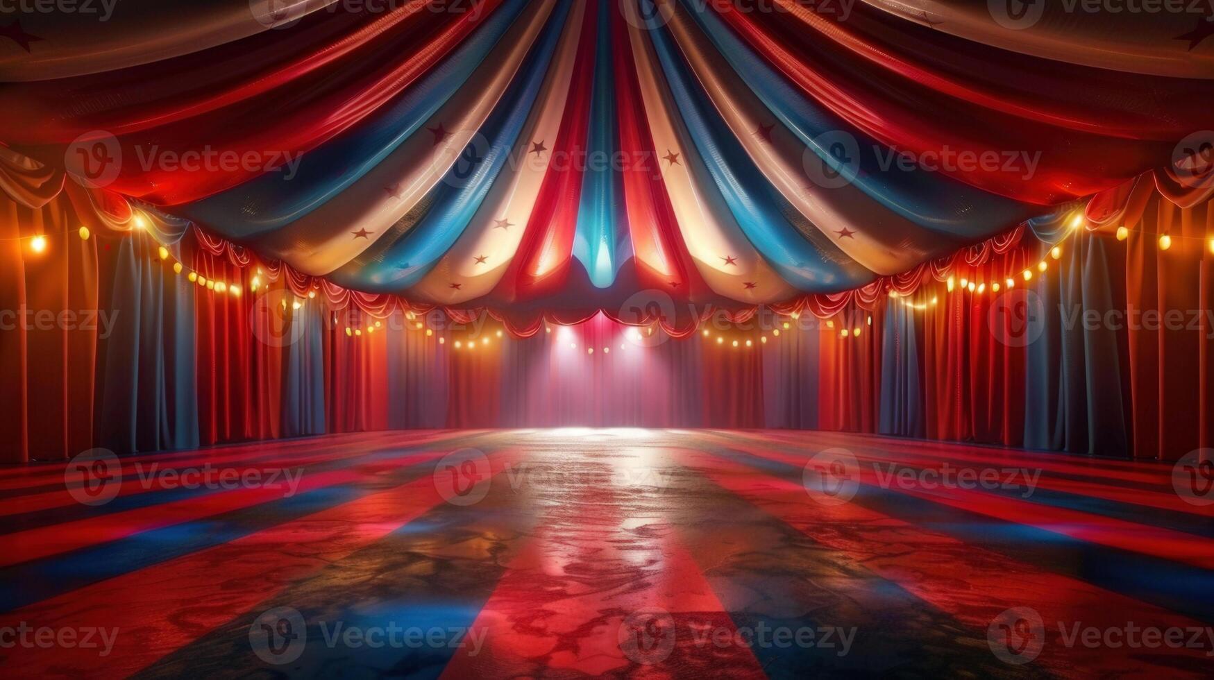 A captivating view of an empty circus tent, a vibrant space waiting for the performers. photo