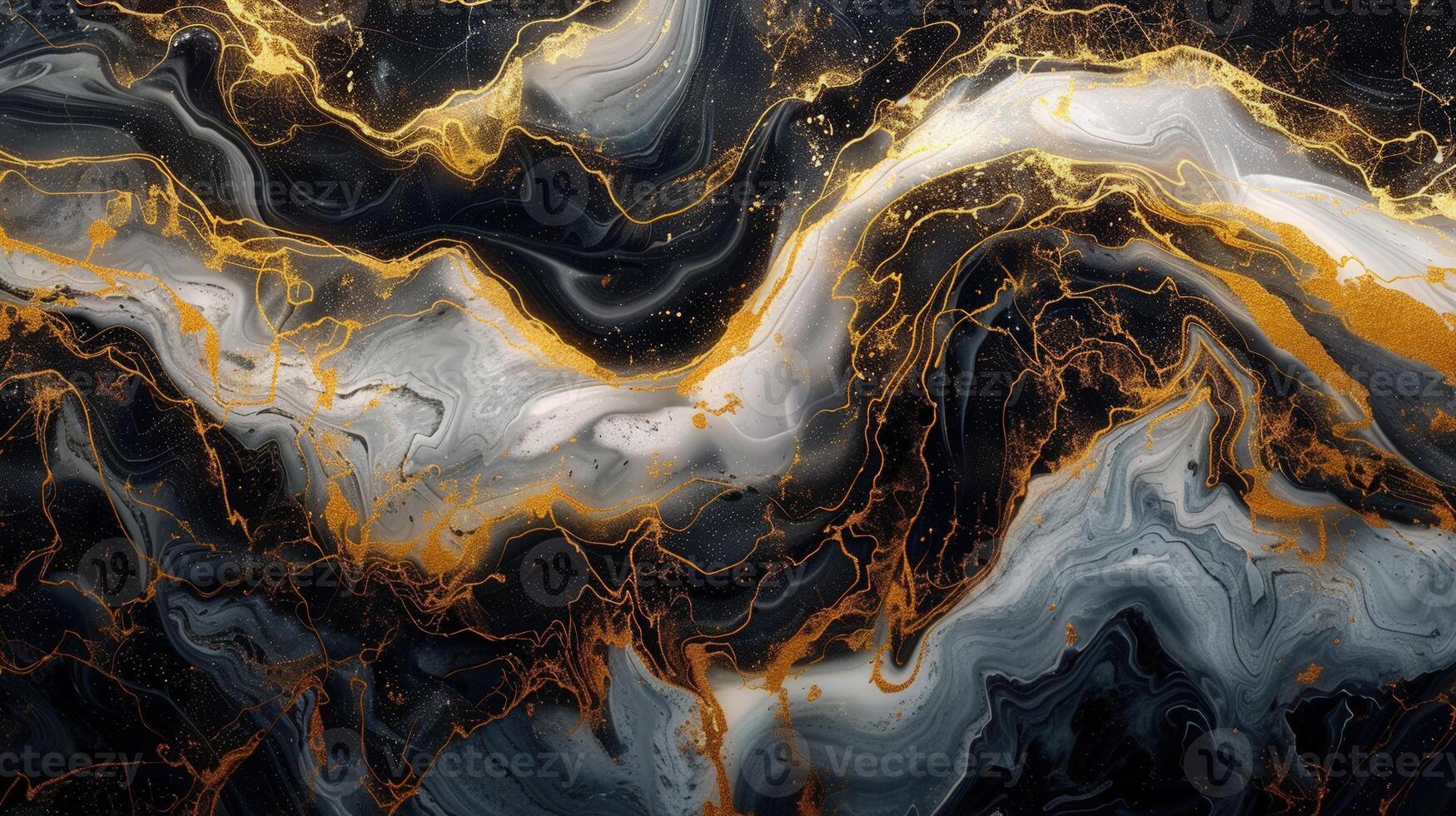 A mesmerizing abstract marble pattern with golden veins and elegant color contrast. photo