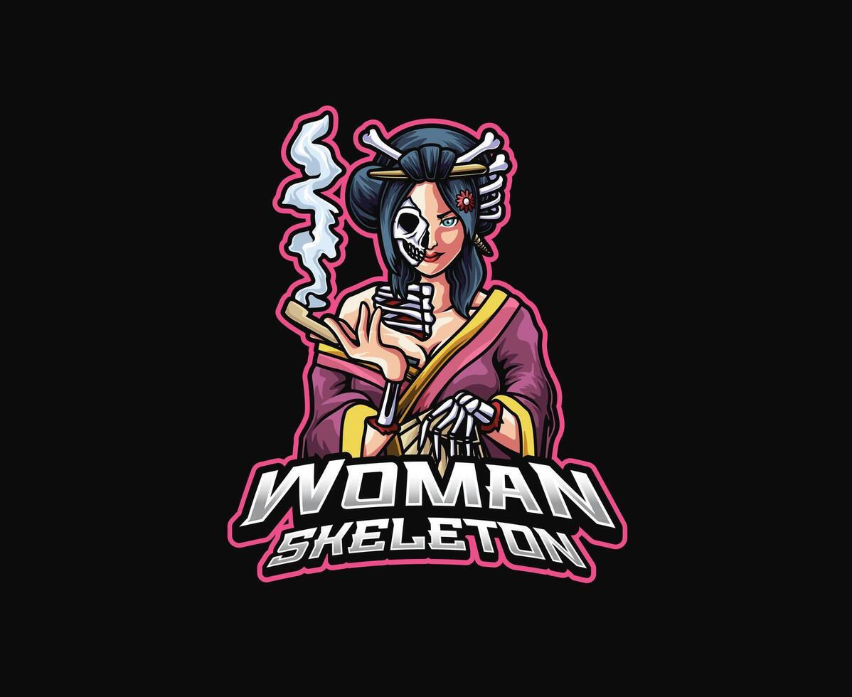 Hone-Onna Skeleton Mascot vector
