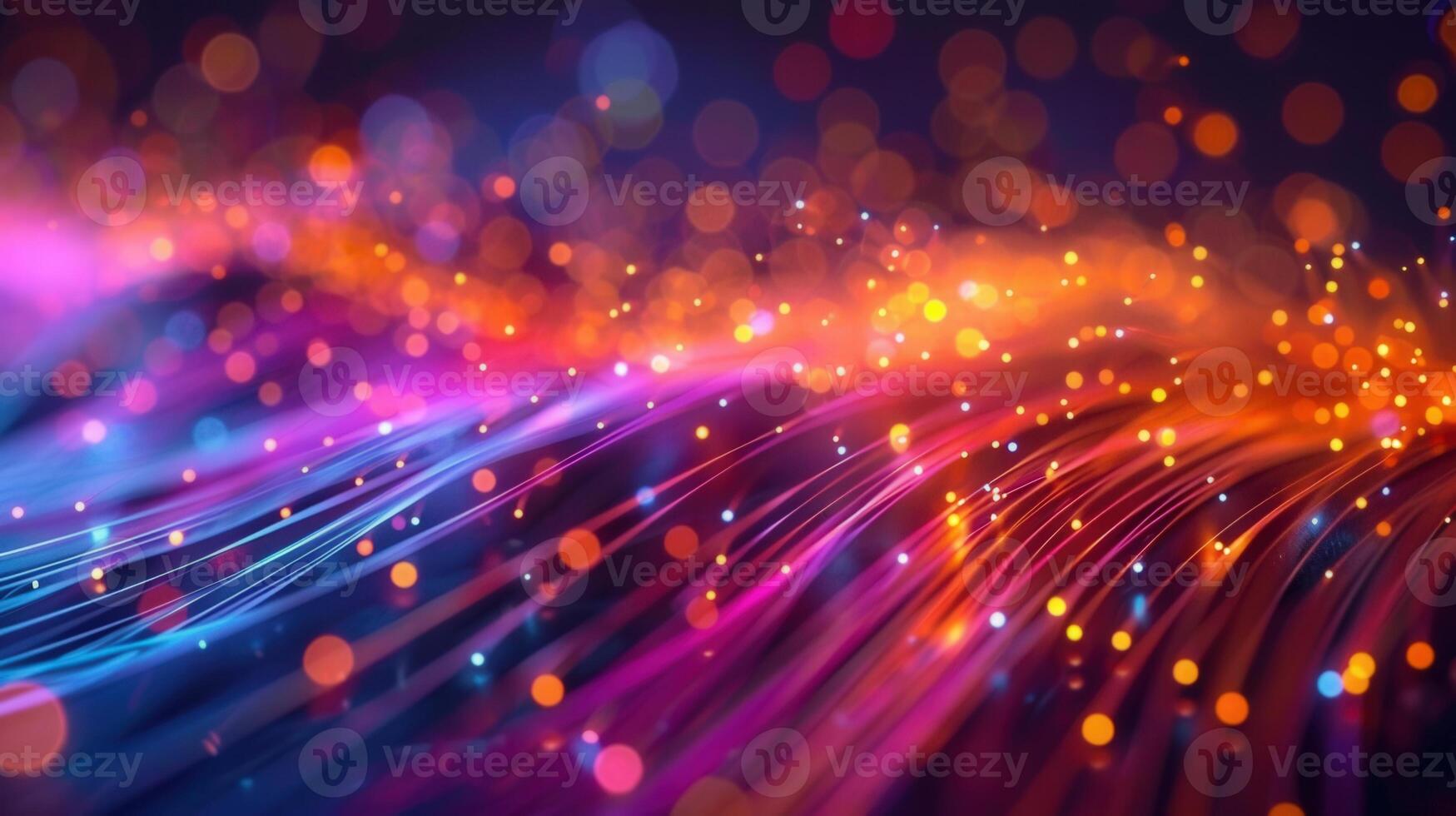 A vibrant abstract digital art piece with flowing lines, bokeh, and colorful light. photo