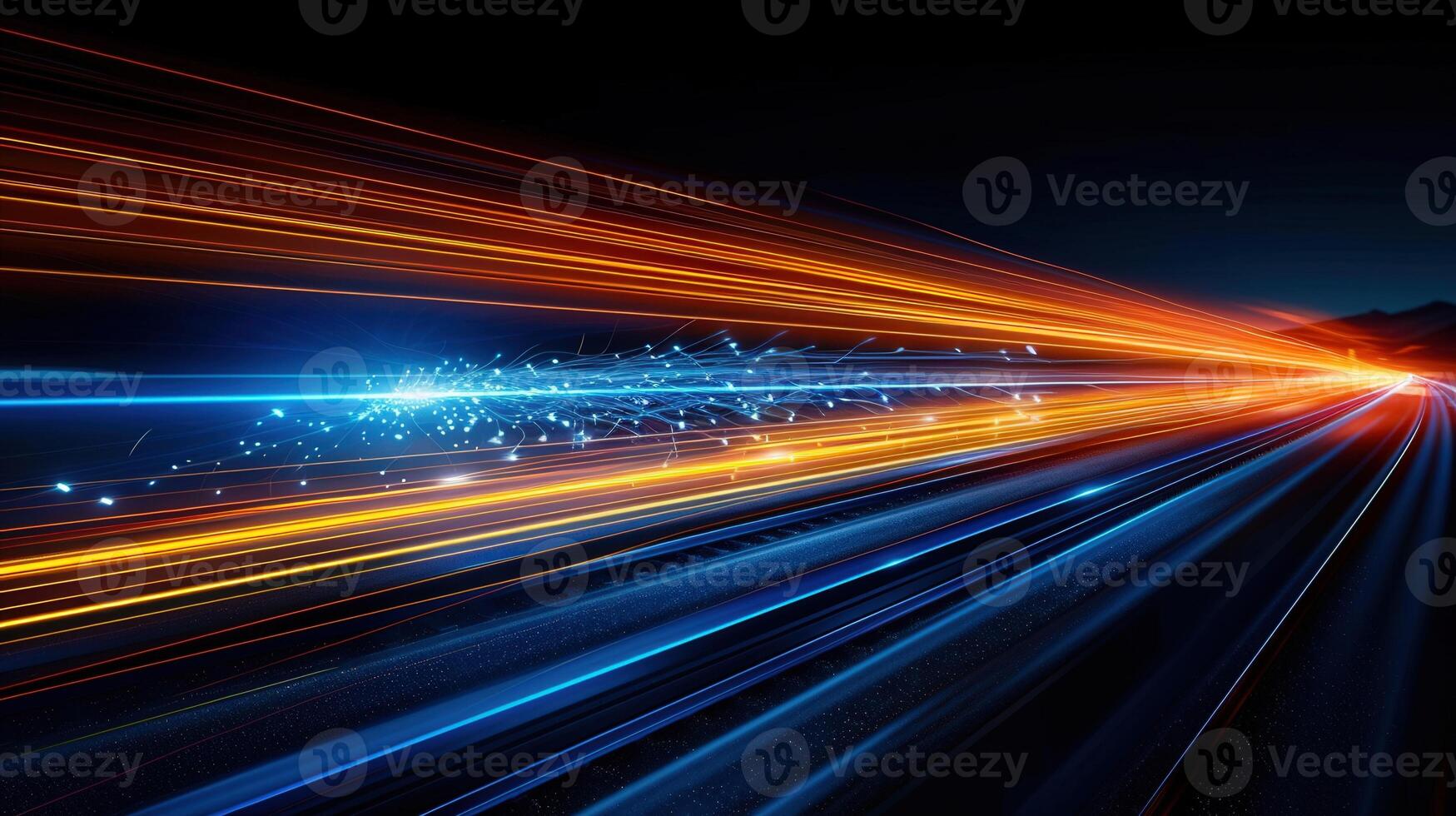 An eye-catching digital artwork representing speed, technology and futuristic motion with light. photo