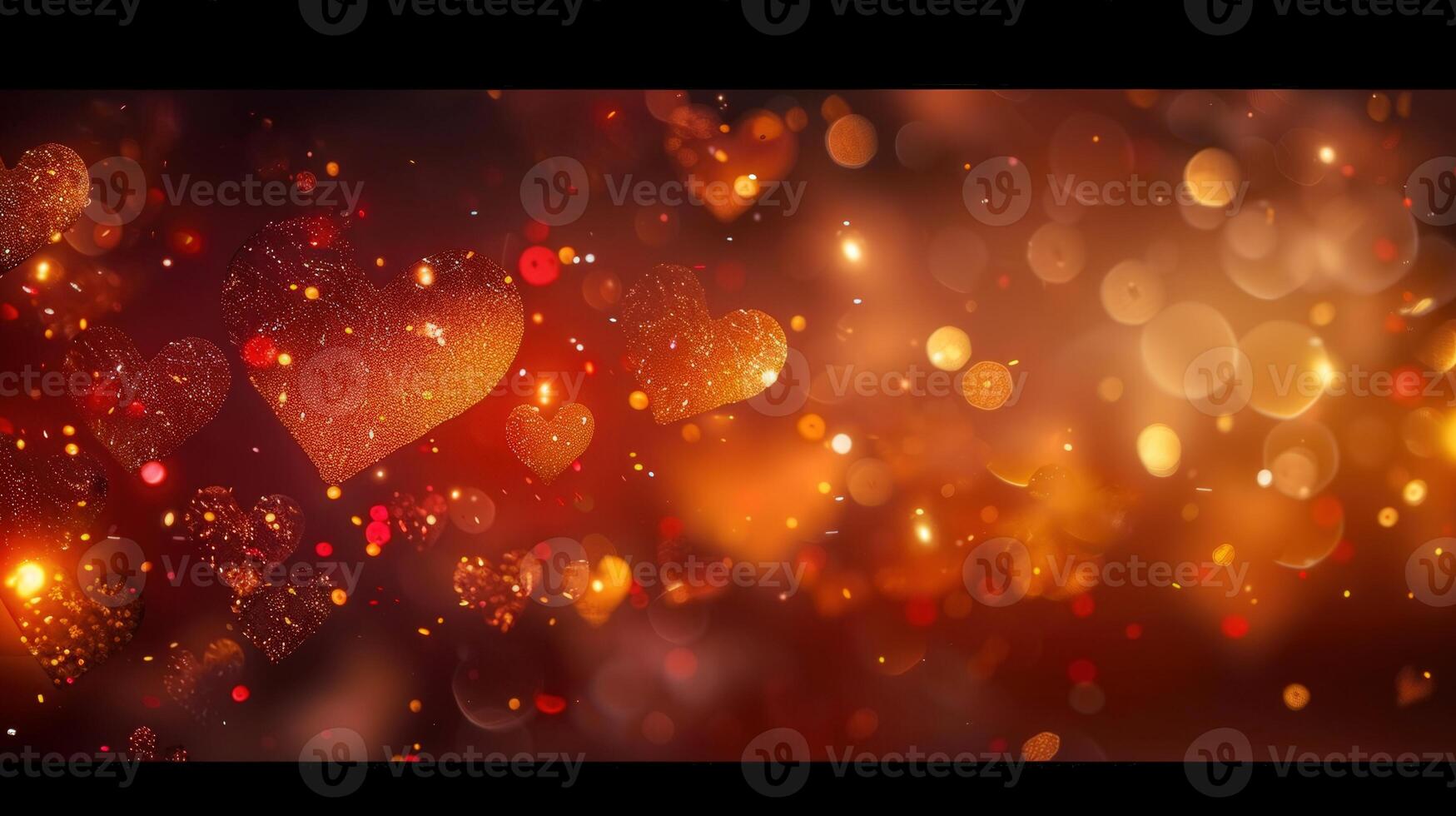 A captivating display of glowing hearts and bokeh lights, perfect for romantic occasions. photo