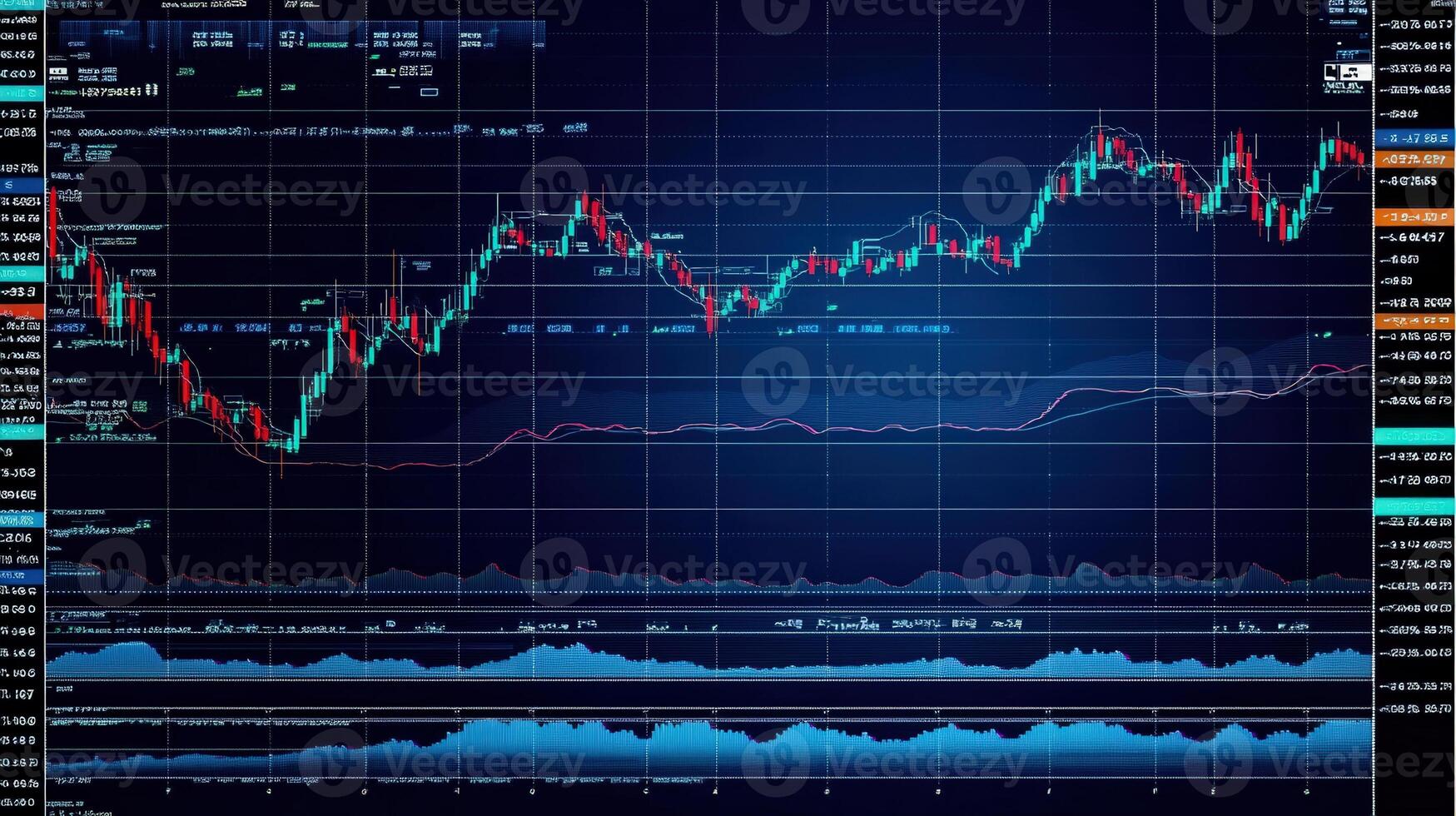 A digital visualization of stock market data, displaying financial trends and trading analysis clearly. photo