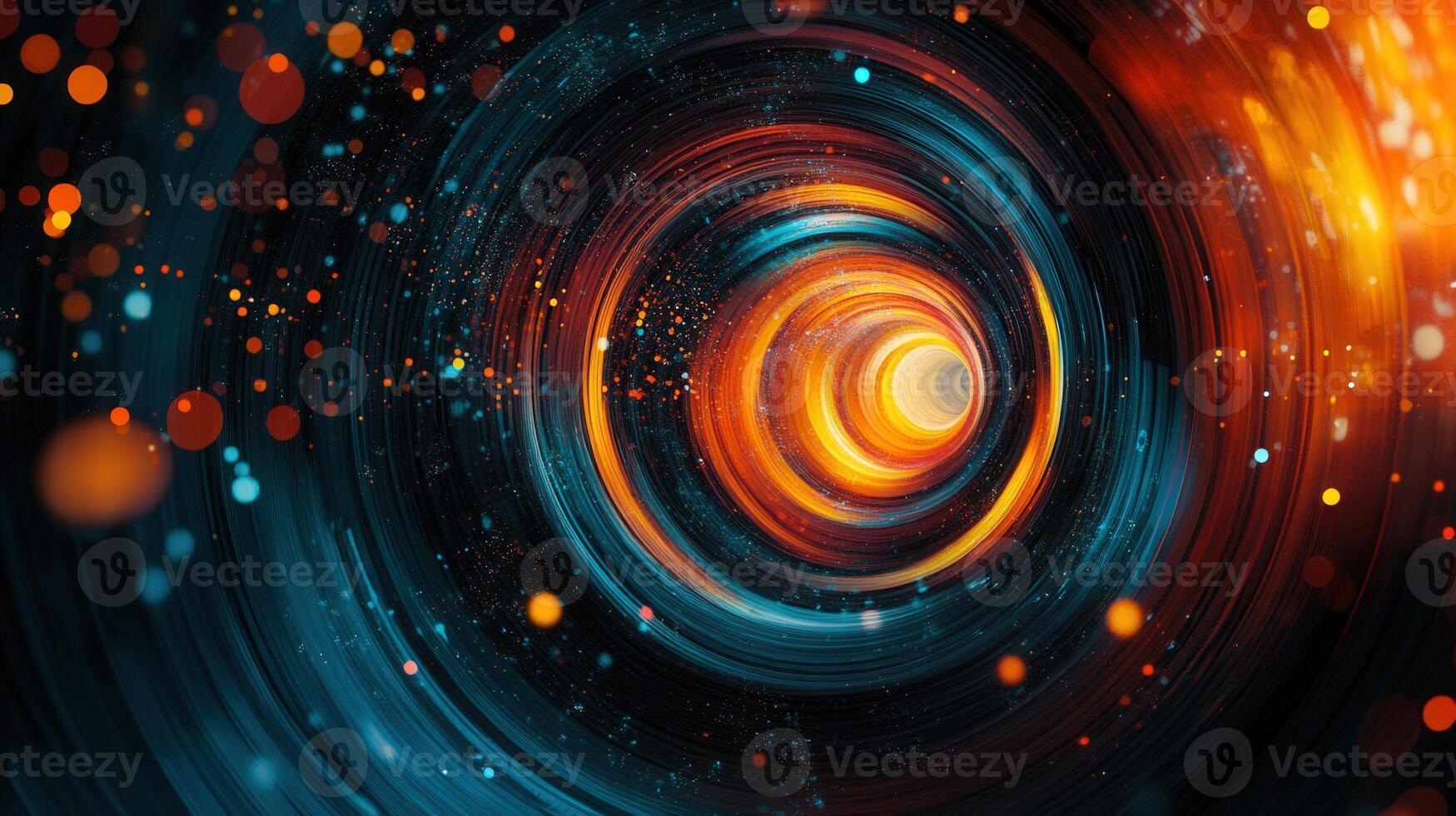 A mesmerizing artistic representation of a colorful, vibrant vortex against a dark background. photo