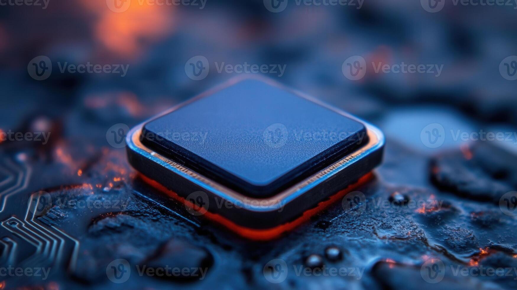 Intricate shot of a computer processor, showing the complexity of modern technology. photo