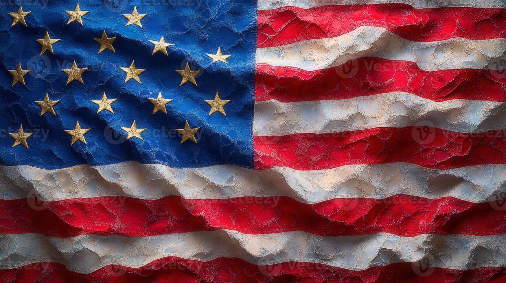 An artistic rendering of the american flag, showcasing its iconic design with a unique texture. photo