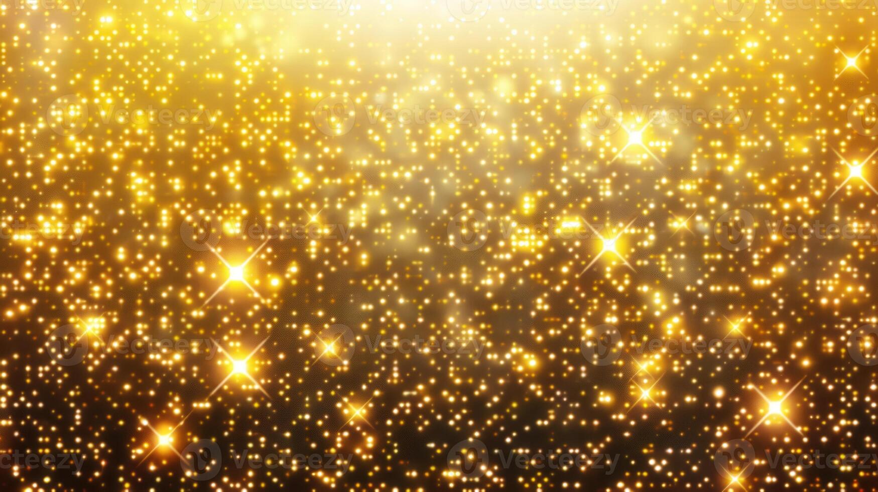 Beautiful, golden glitter background with bright, twinkling lights for a festive design. photo