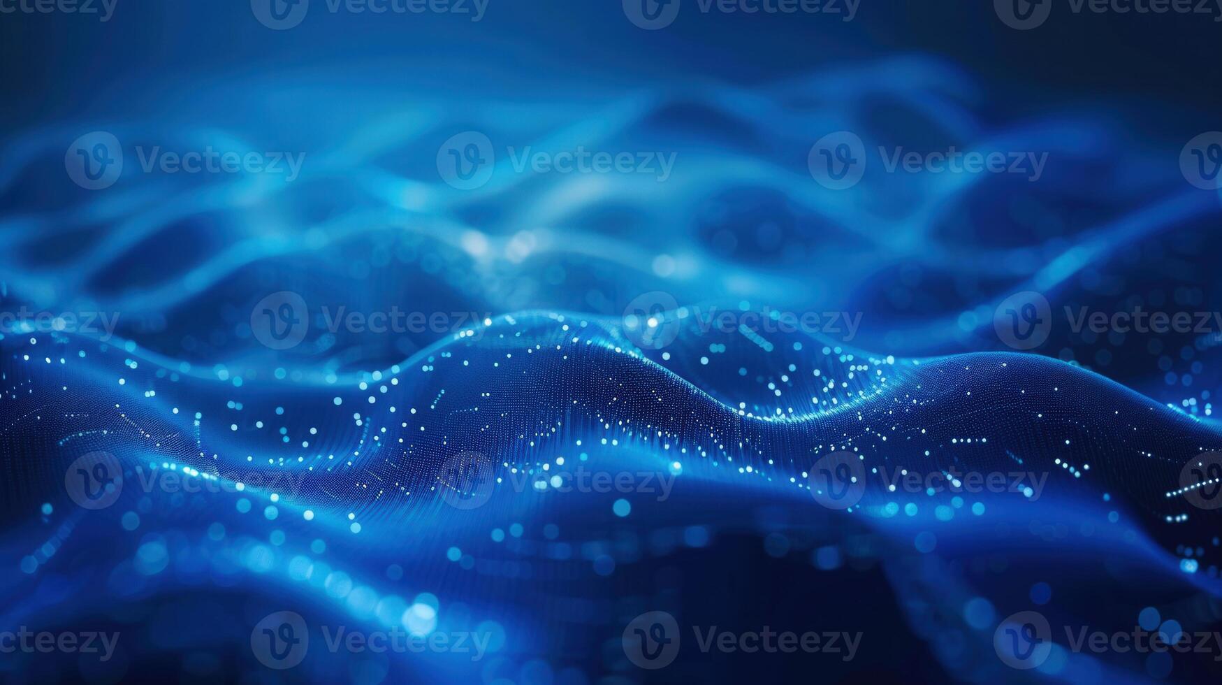 A stunning, blue, digital wave of data flowing across the modern abstract background. photo