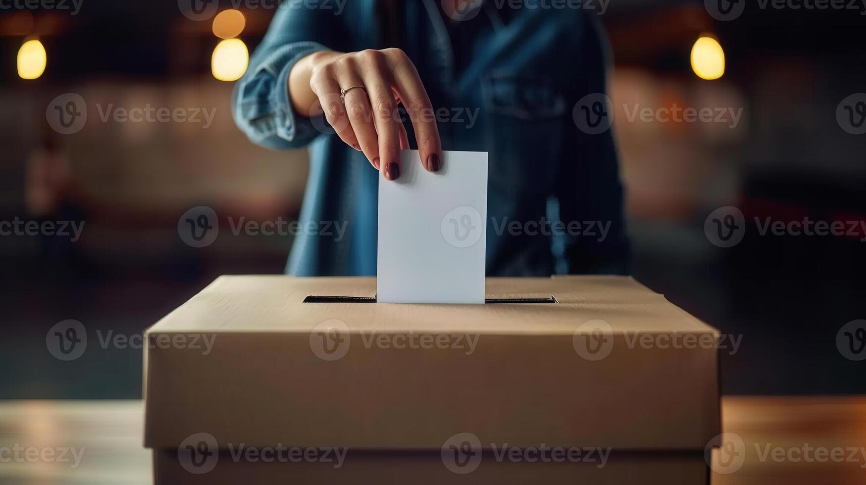 A person's hand casting a vote, emphasizing the act of participating in democracy. photo