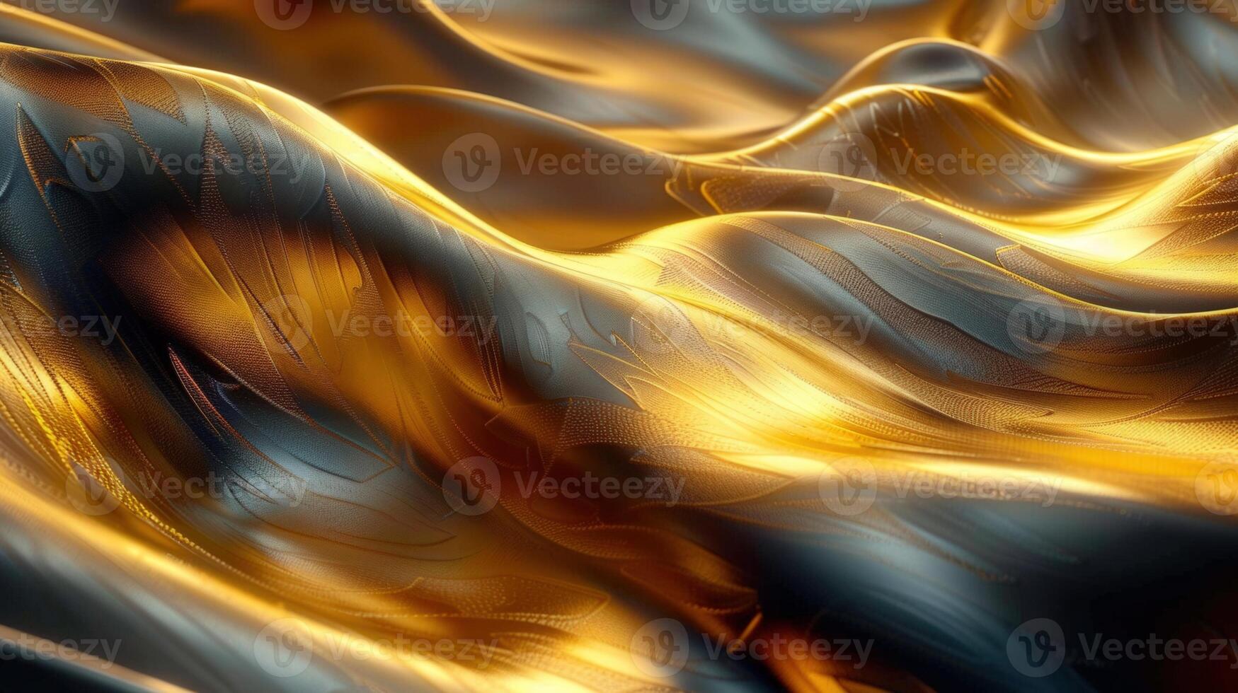 Abstract golden and silver metallic design showcasing flowing textures and intricate details. photo