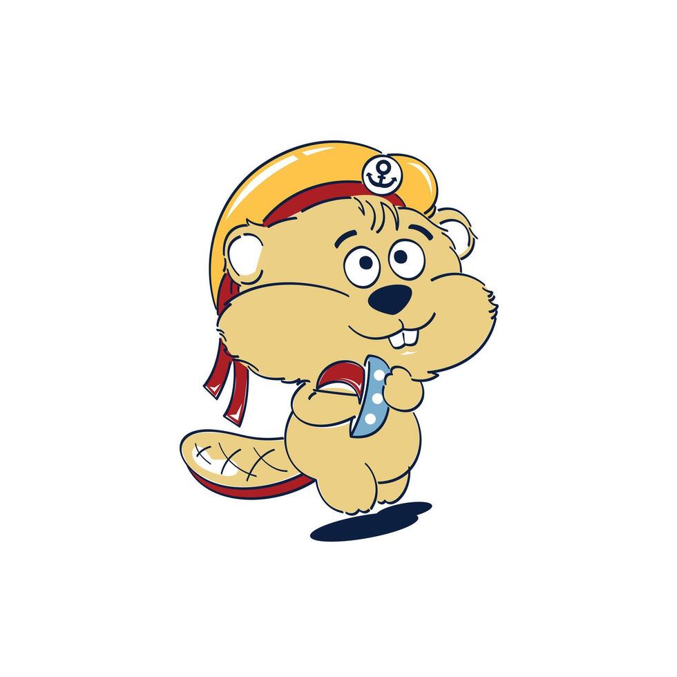Little Beaver in Sailor Hat vector