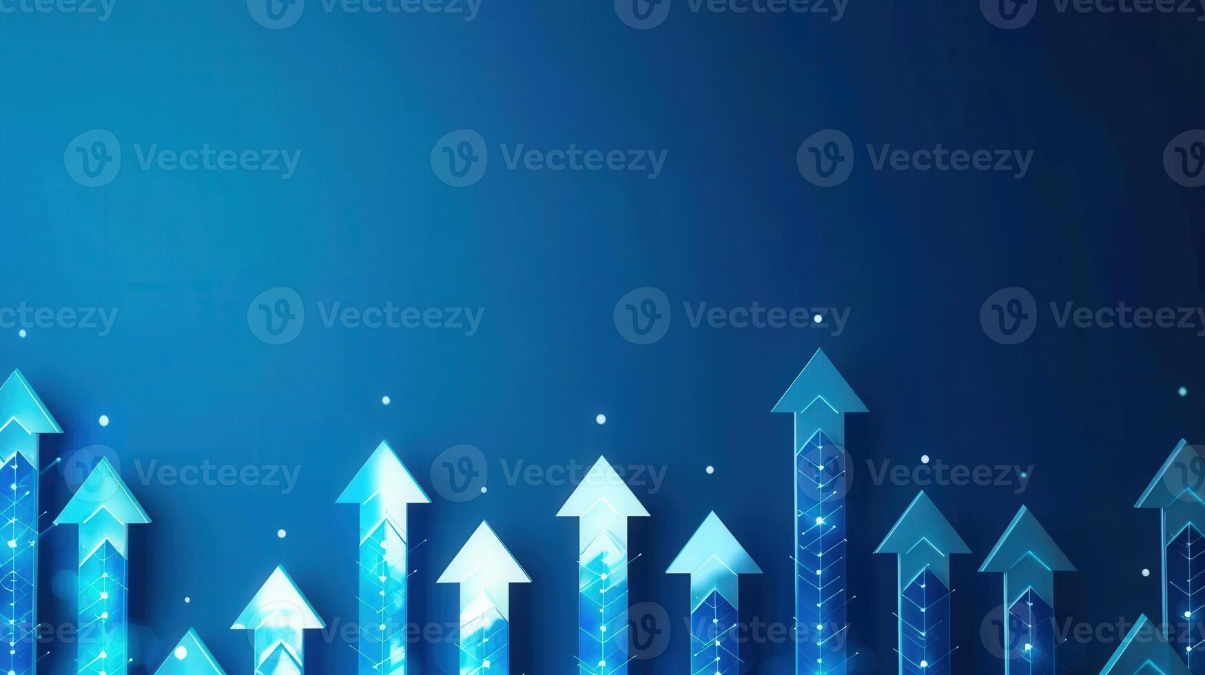 Dynamic image shows blue arrows pointing up, representing growth and progress in a business context. photo