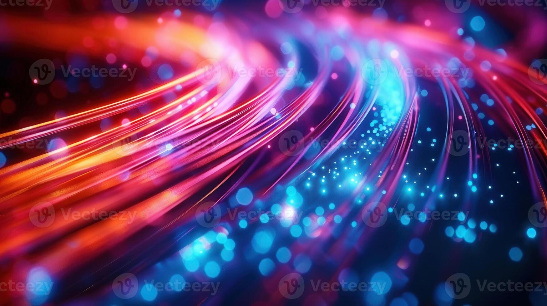Vibrant abstract artwork of glowing digital data lines showcasing network and communication. photo