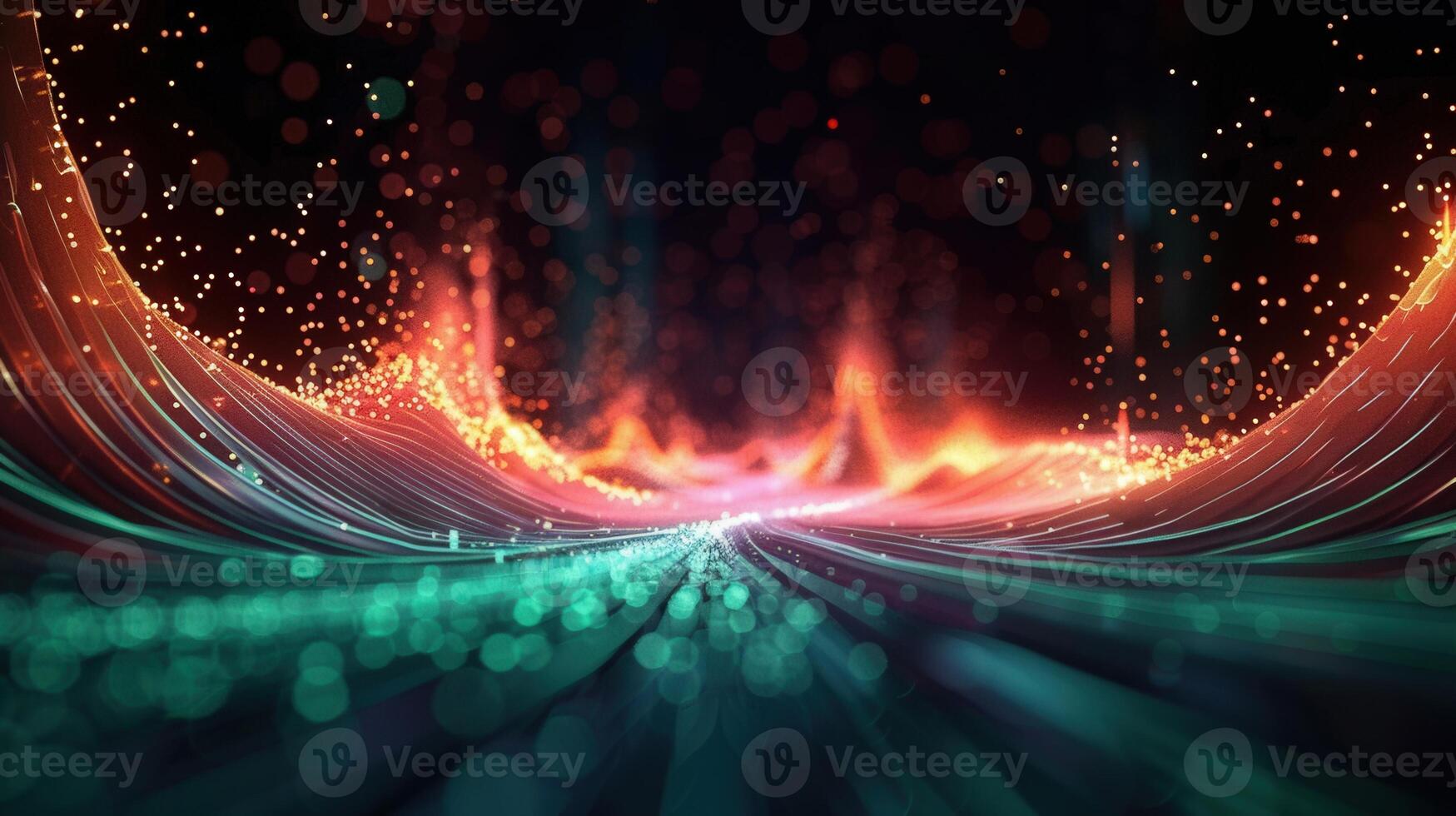 An eye-catching abstract art piece, featuring vibrant streams of light and dynamic flowing lines. photo