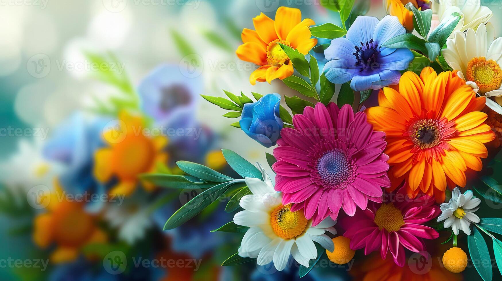 A close-up shot of a colorful flower bouquet, showcasing the beauty of nature's vibrant hues. photo