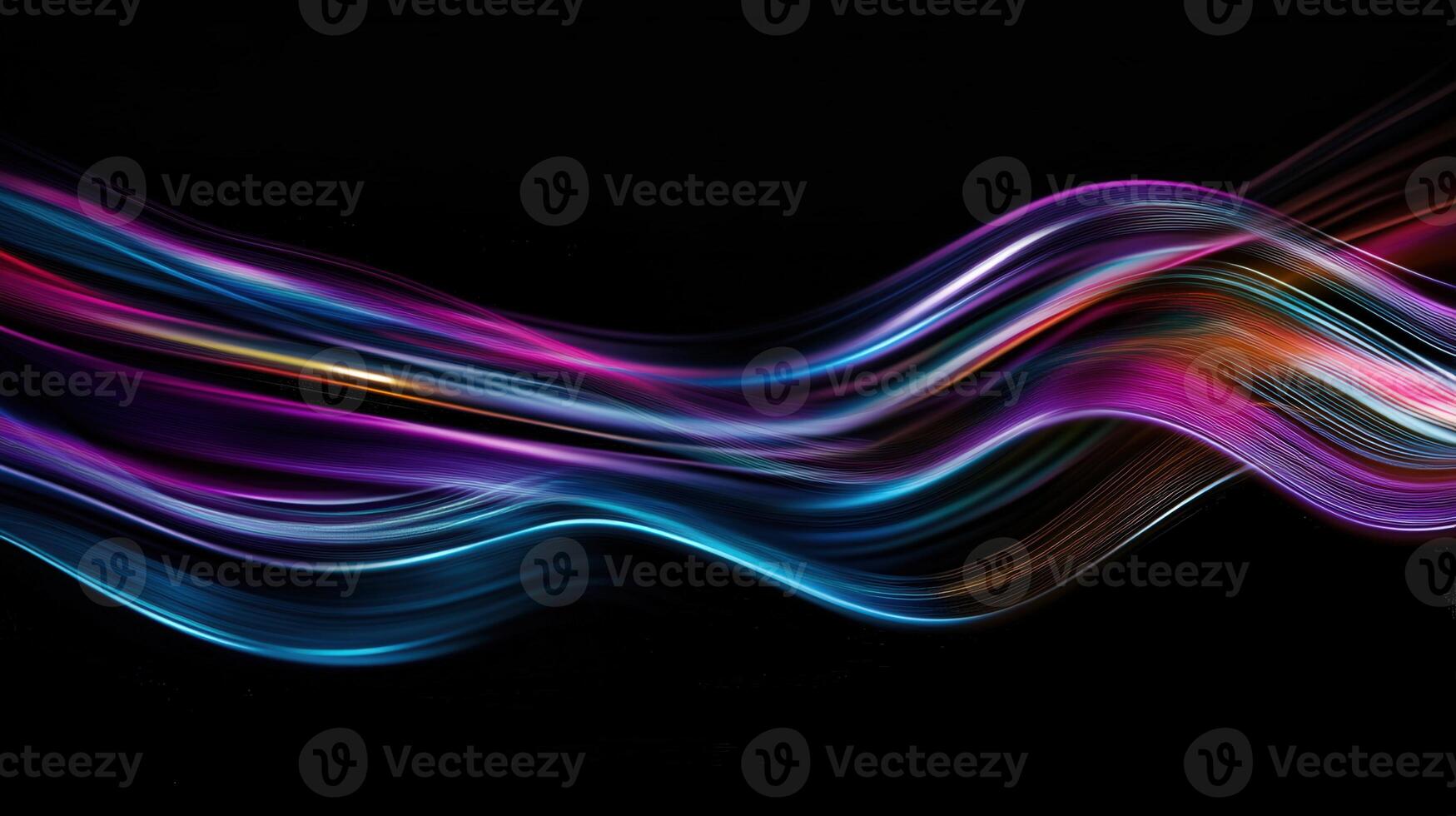 Vibrant abstract art piece showcasing fluid light trails in various colors on a dark backdrop. photo