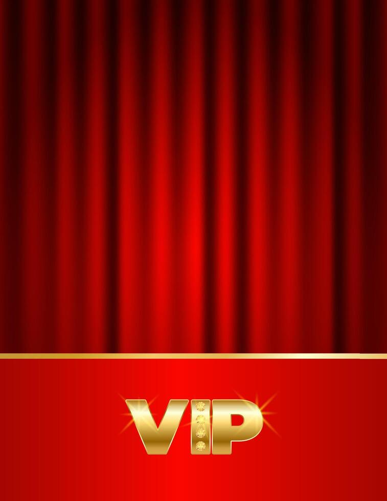 Luxury VIP card with draped curtains. Red background. illustration for casino, party, award, funfair vector