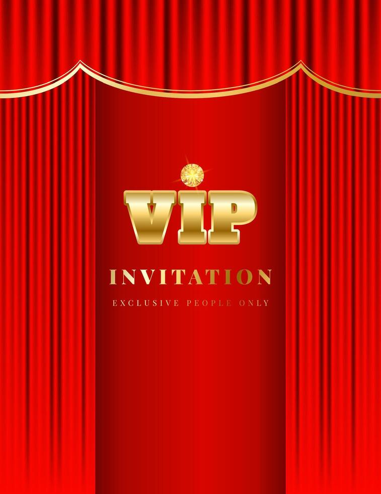 VIP invitation with red draped curtains and diamond. Premium vertical background for club, casino, party, award, events, spa, circus vector