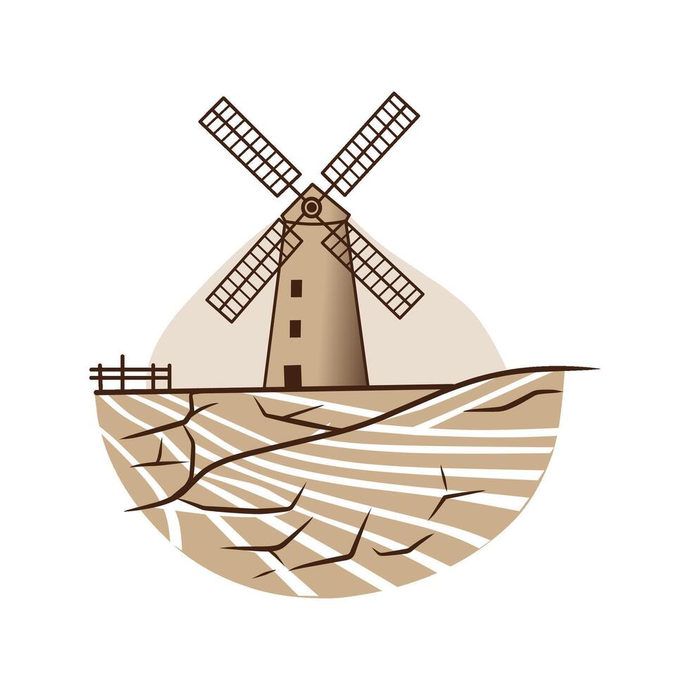 Dry well with visible roots in arid ground. A cross-section reveals a parched well and the desperate reach of roots. Perfect for illustrating water shortage vector