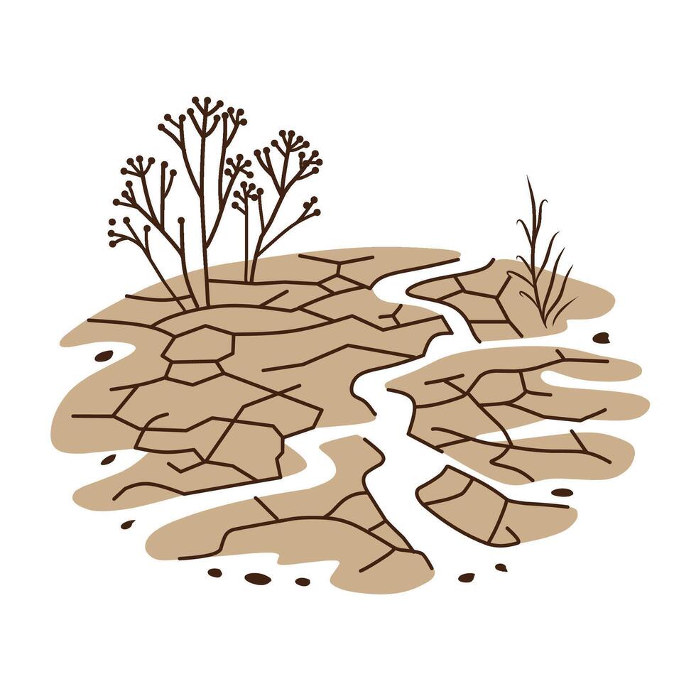 Severely cracked, dry earth. Close-up of parched and cracked soil, indicating extreme dryness and drought vector