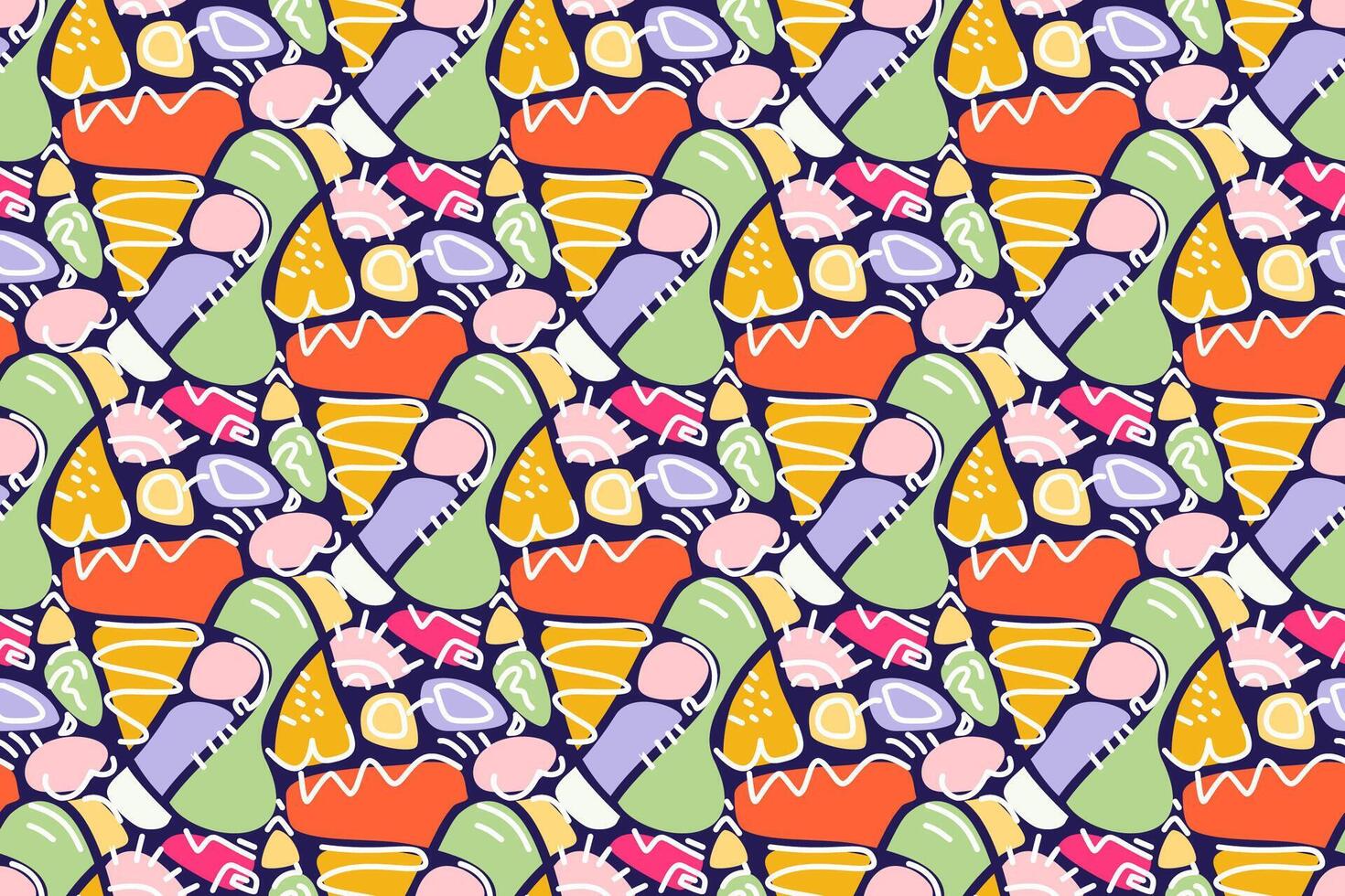 Vibrant abstract shapes pattern. A playful and colorful seamless pattern with organic forms. Perfect for backgrounds, textiles, and creative projects. The image has a lively and modern feel vector
