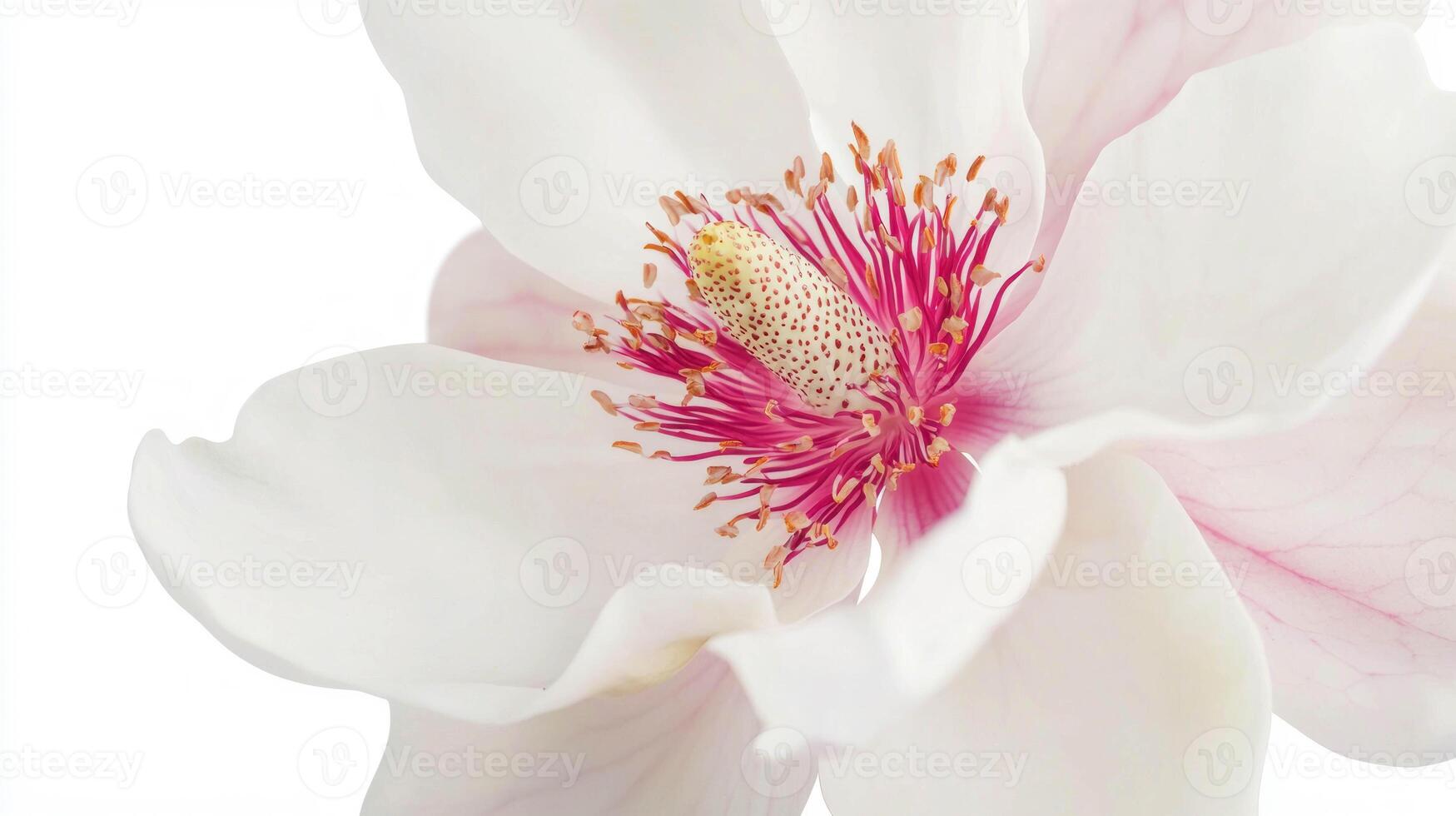 Close-up of a realistic magnolia blossom with delicate petals and vibrant center photo