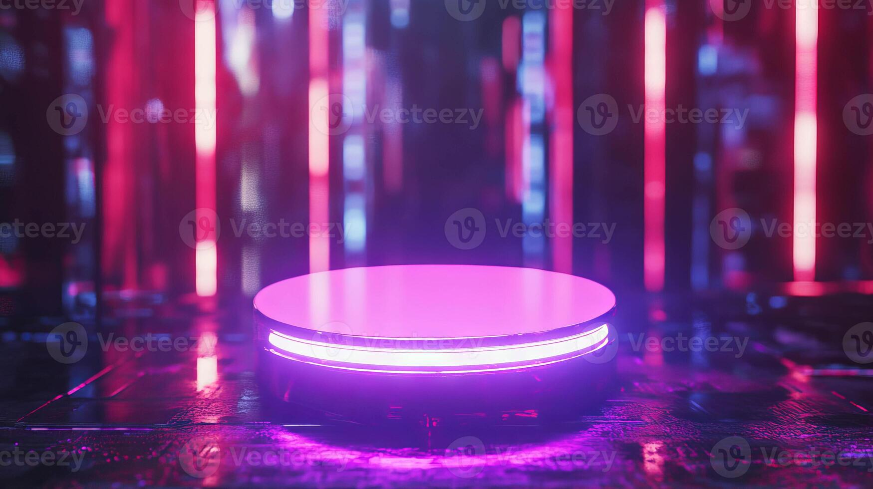 Futuristic abstract background with glowing podium for modern design photo