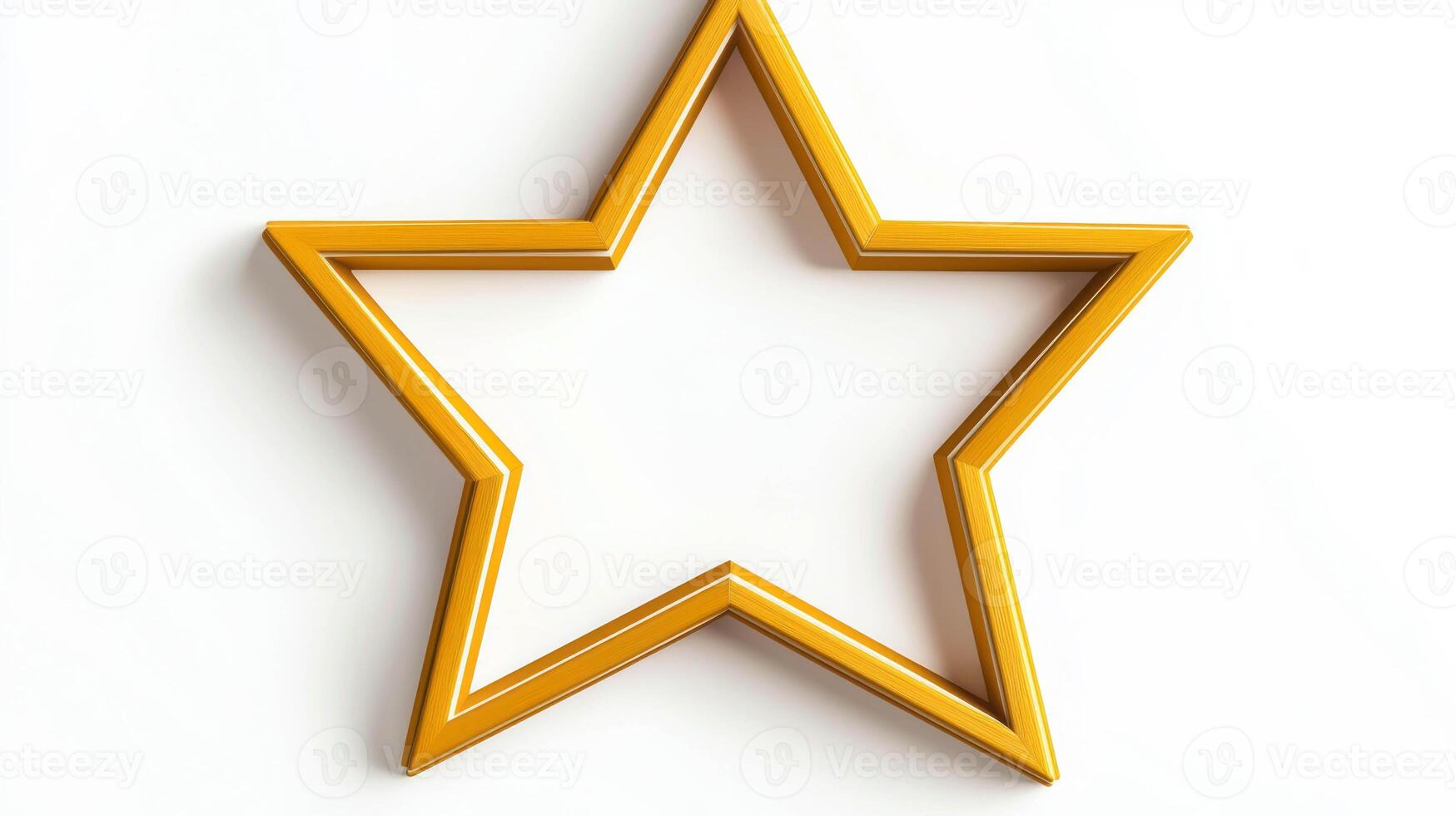 Realistic empty star shaped frame for creative design and decoration projects photo