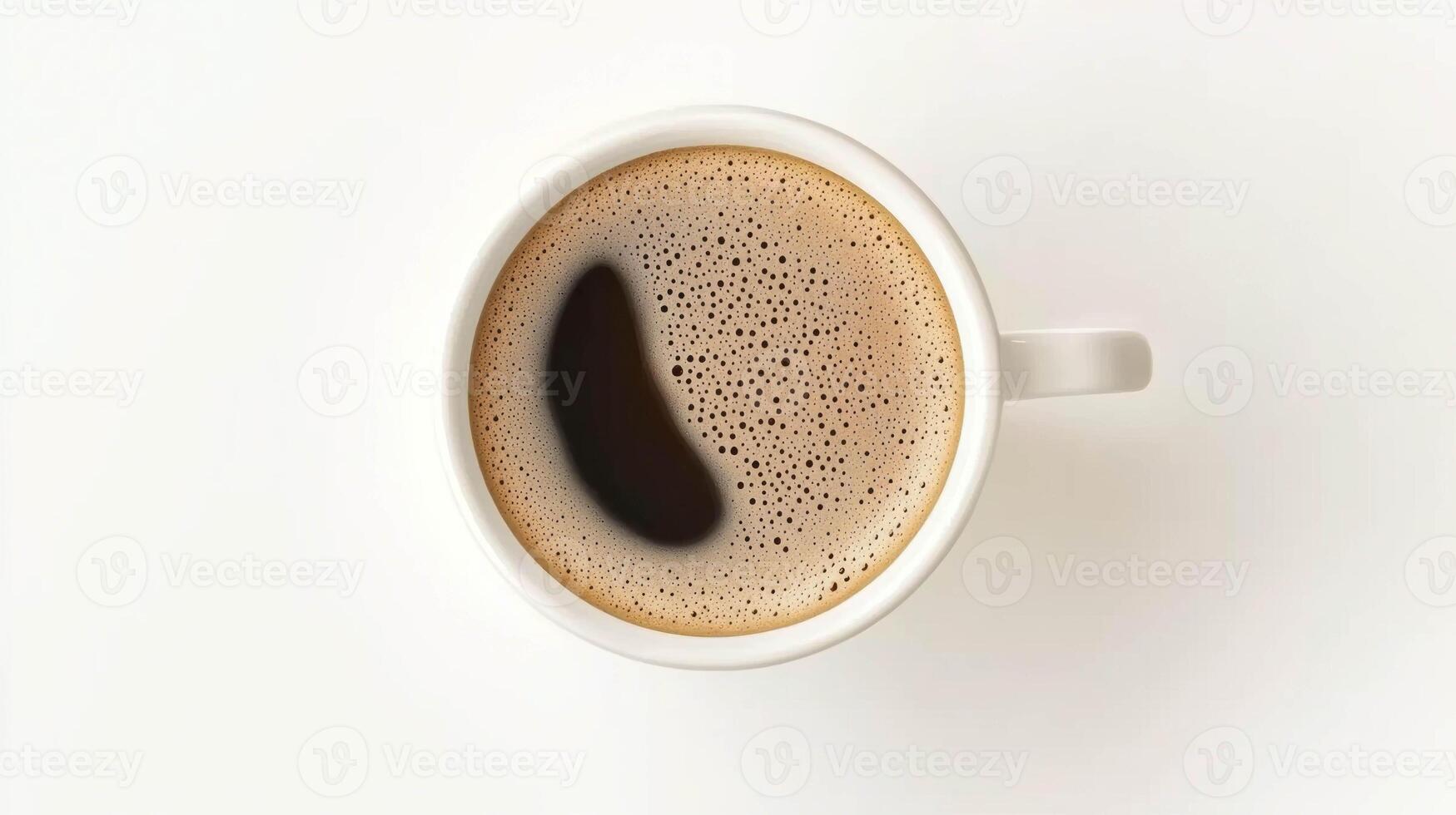 Warm coffee cup with heart foam on white background for cozy morning vibes photo