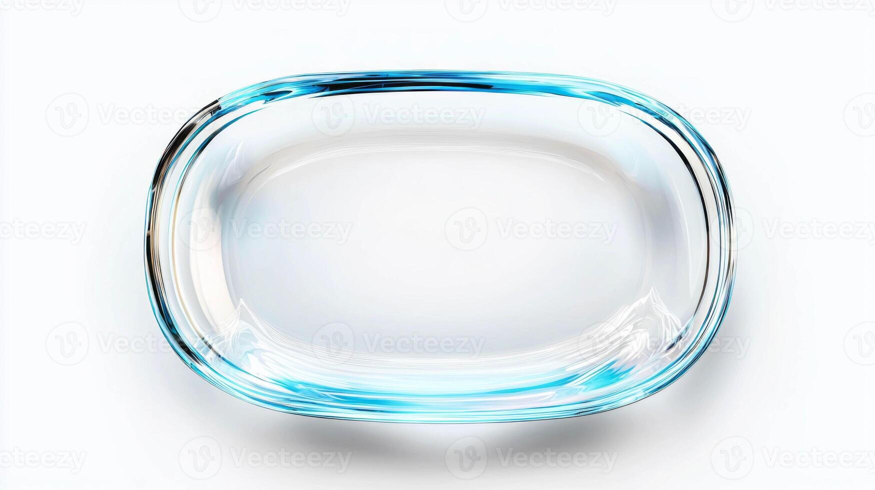 Realistic empty oval glass serving dish on white background for kitchen and dining decor photo