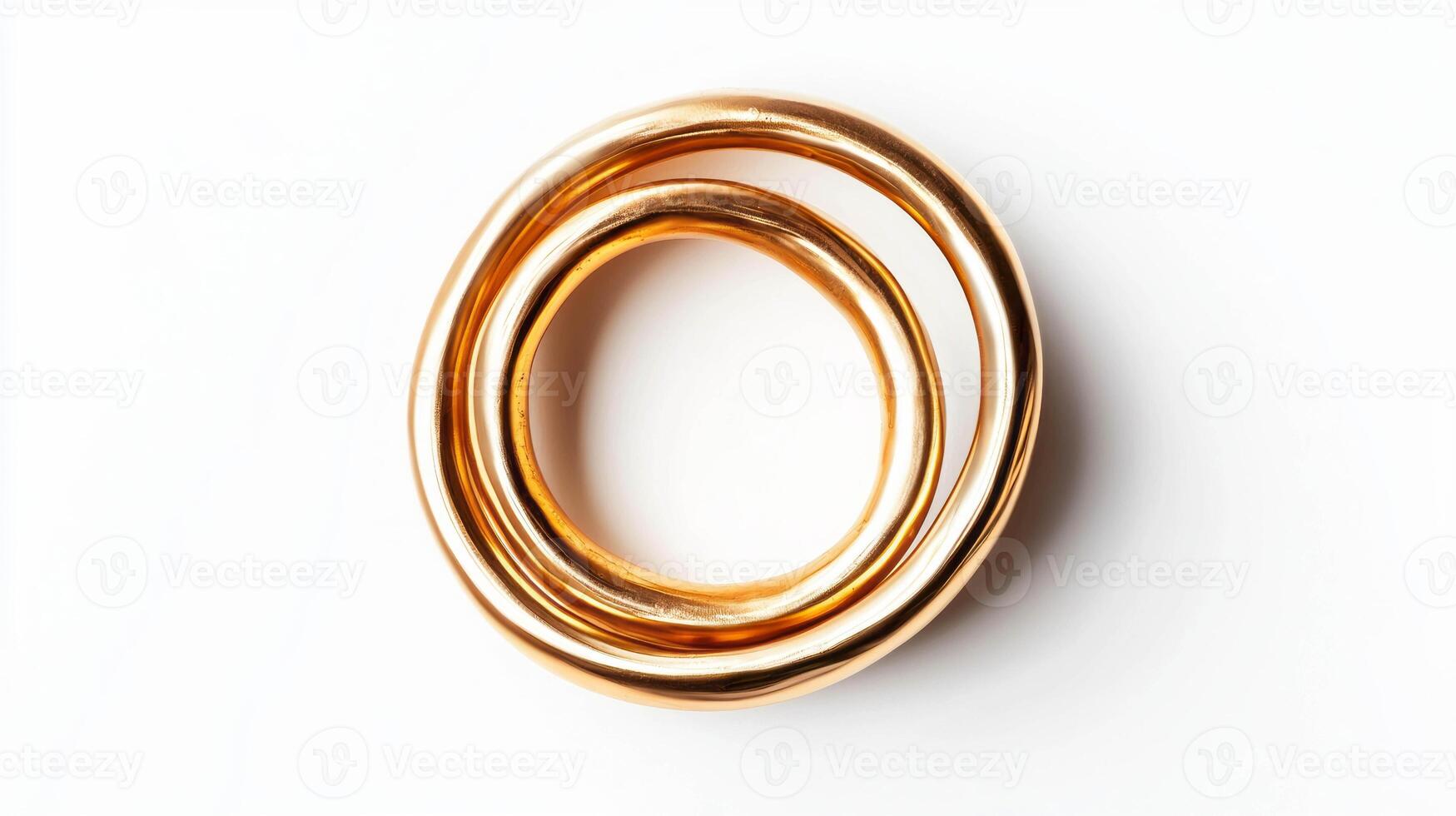 Realistic empty spiral design with golden rings on white background photo