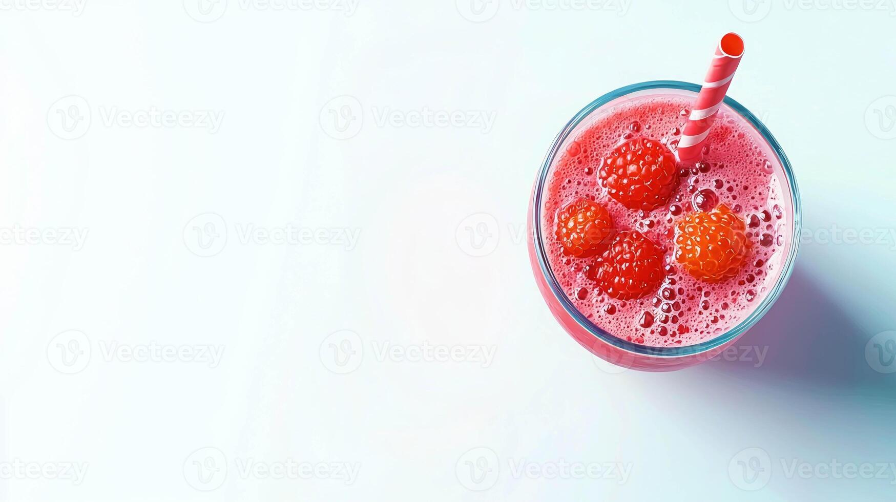 Refreshing mandarin and berry smoothie with straw and berries on light background for healthy lifestyle design photo