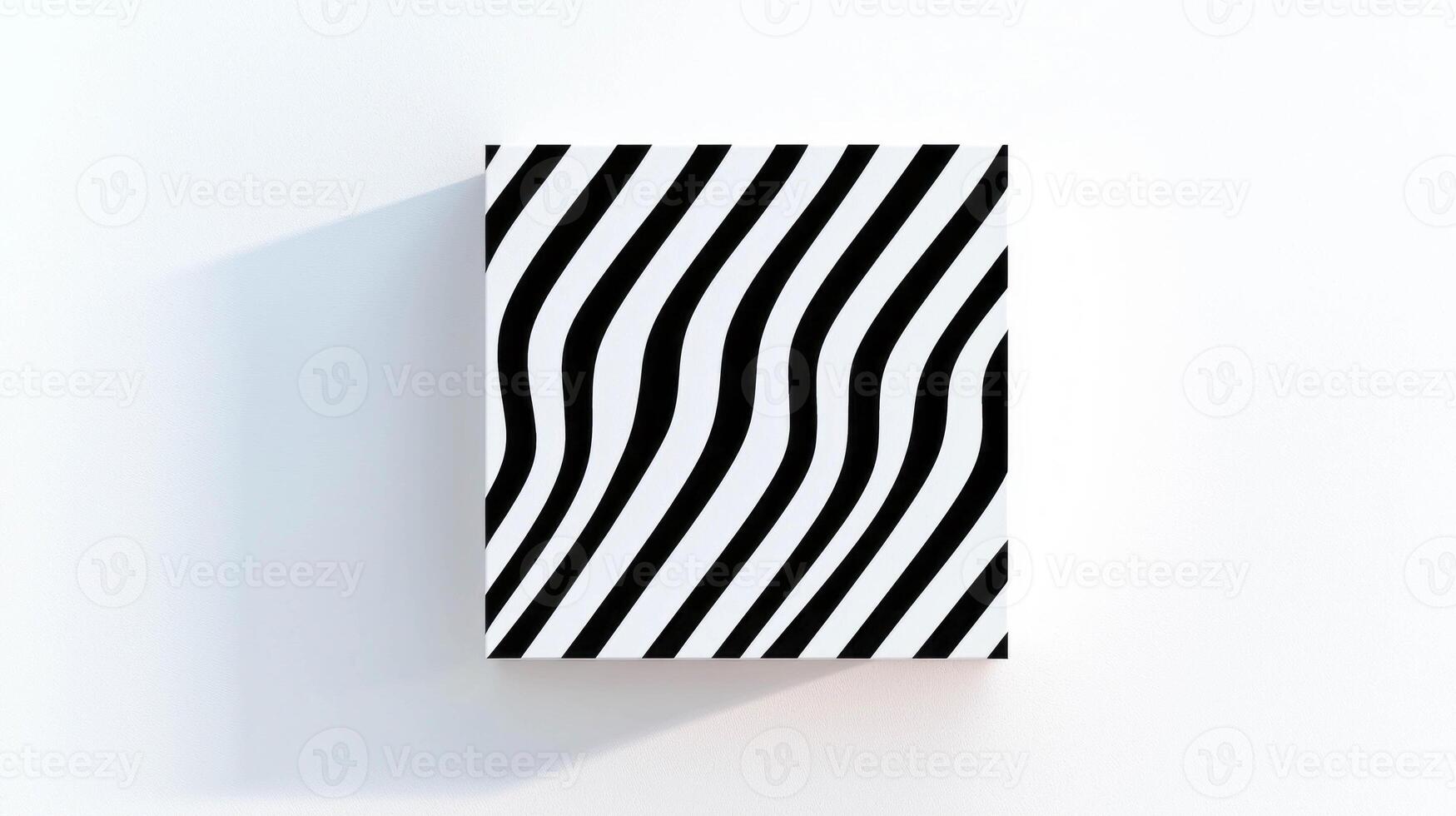 Realistic empty square picture frame with modern black and white abstract pattern photo