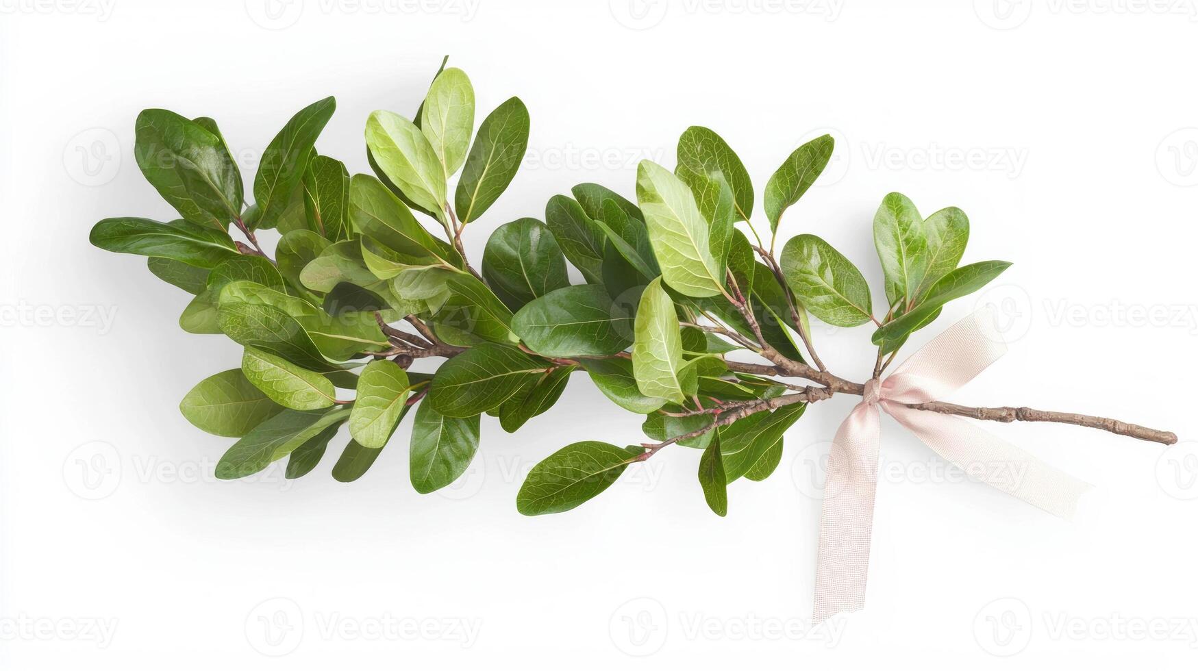 Realistic magnolia branch with ribbon for floral decor and design photo