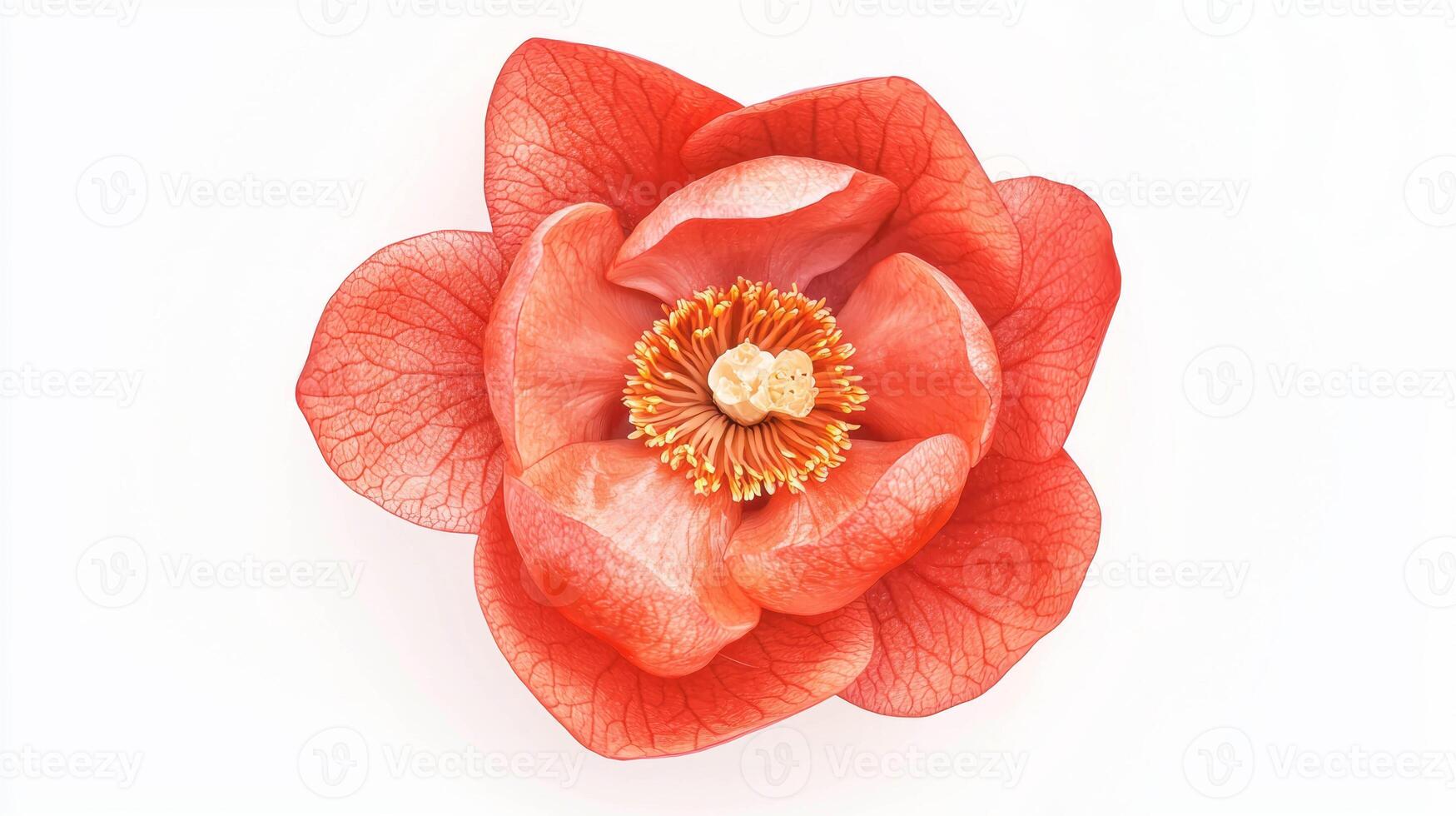 Realistic close-up of a red magnolia blossom for floral design and decor photo