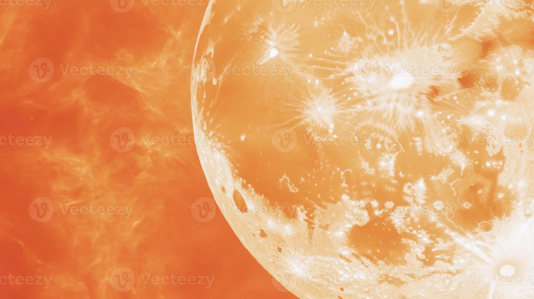 Abstract chaotic moon with orange texture in surreal cosmic scene photo