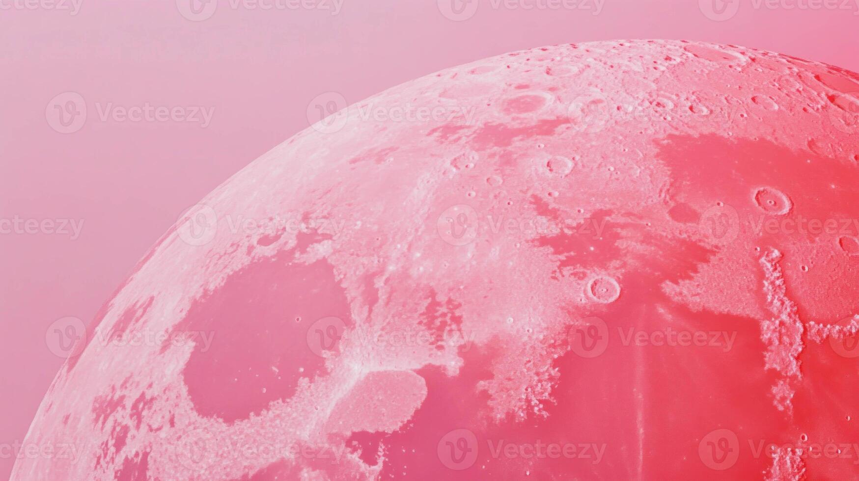 Surreal pink moon surface with textured craters in abstract chaos photo