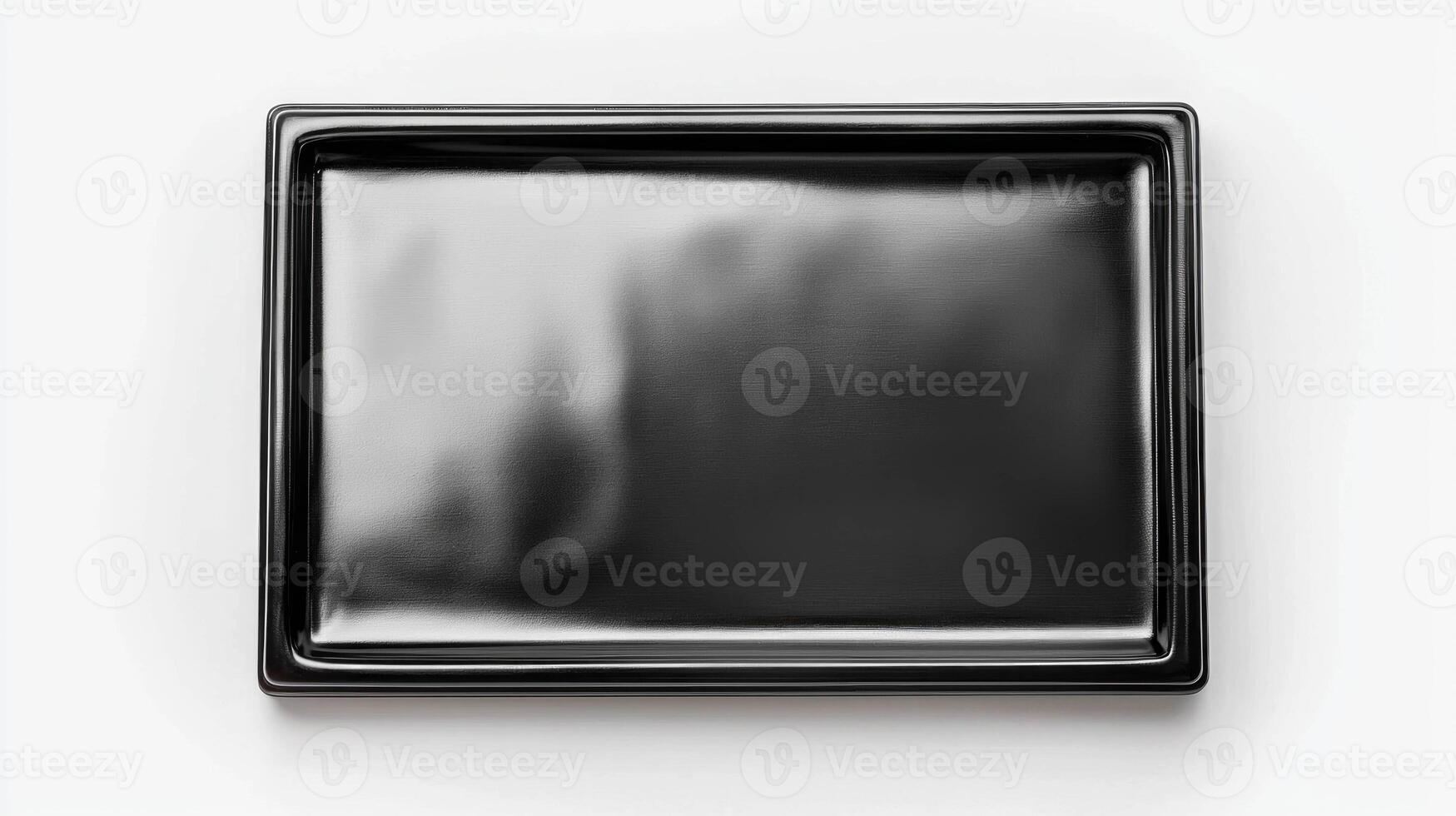 Sleek black empty picture frame on white background for modern interior design photo