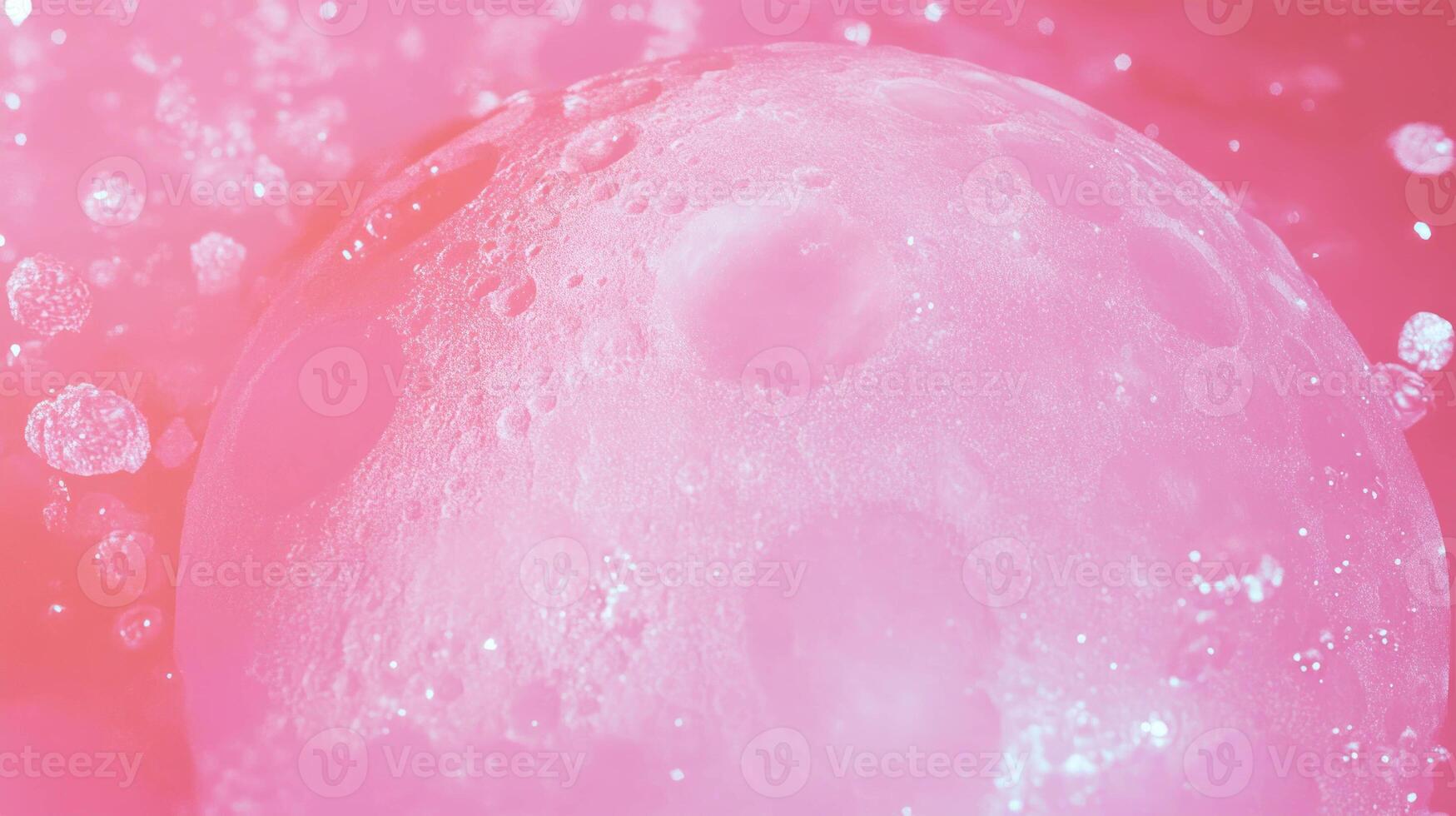 Surreal magenta moon texture with chaotic bubbles and abstract design photo