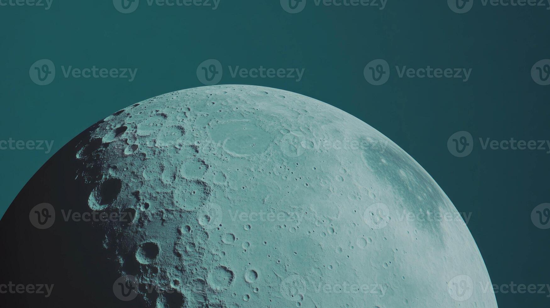 Tranquil moon surface against teal sky - celestial chaos and texture design photo