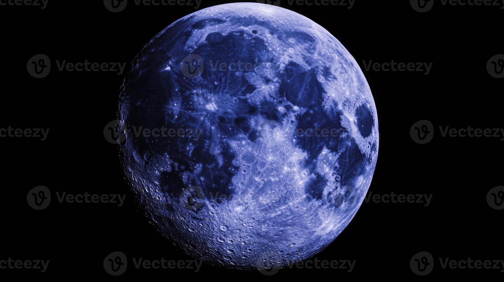 Indigo chaos moon texture - abstract lunar surface art photo
