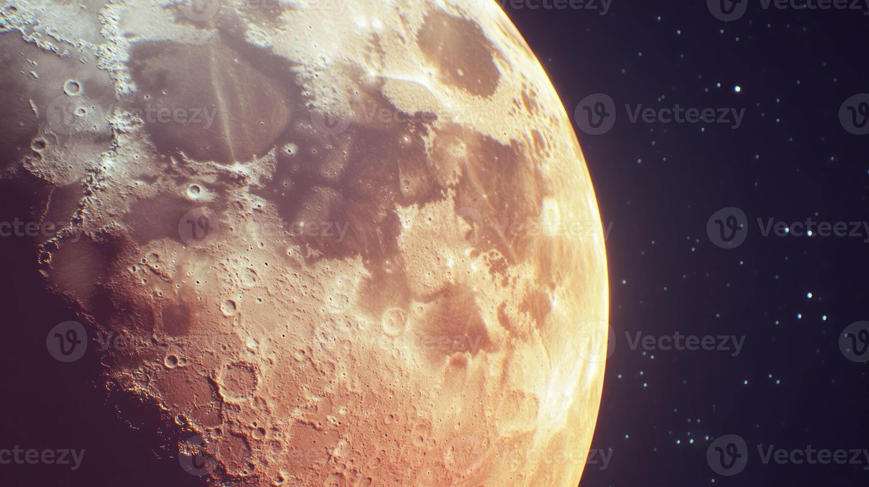Lunar chaos in bronze texture. artistic interpretation of the moon photo