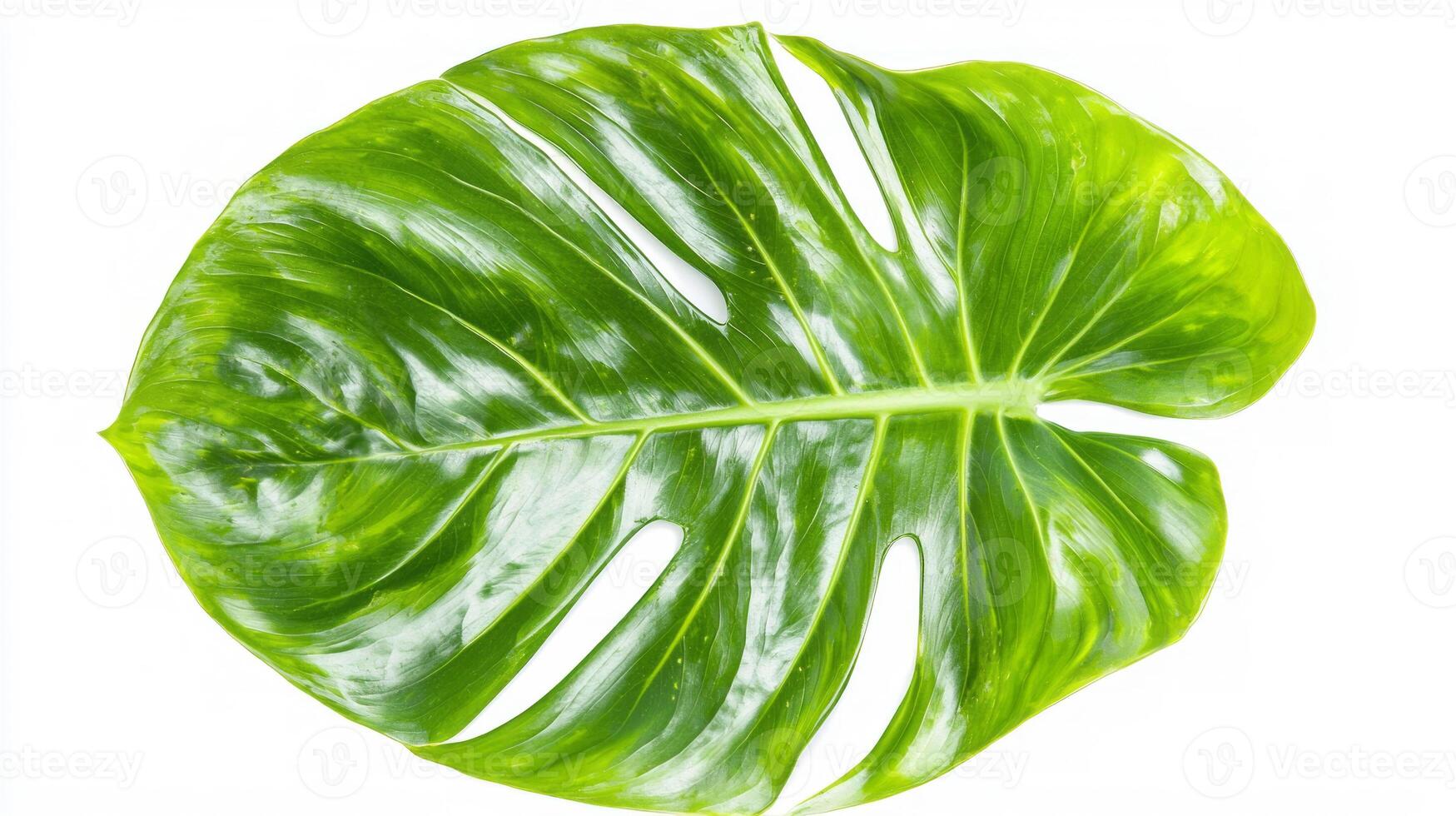 Realistic palm leaf with sunlight reflections for nature and tropical designs photo