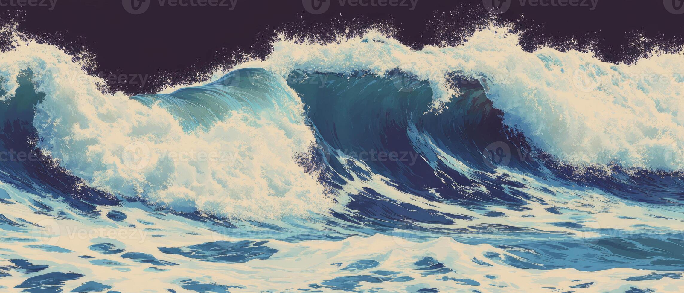 Seamless texture of powerful ocean waves crashing against each other in vibrant detail photo