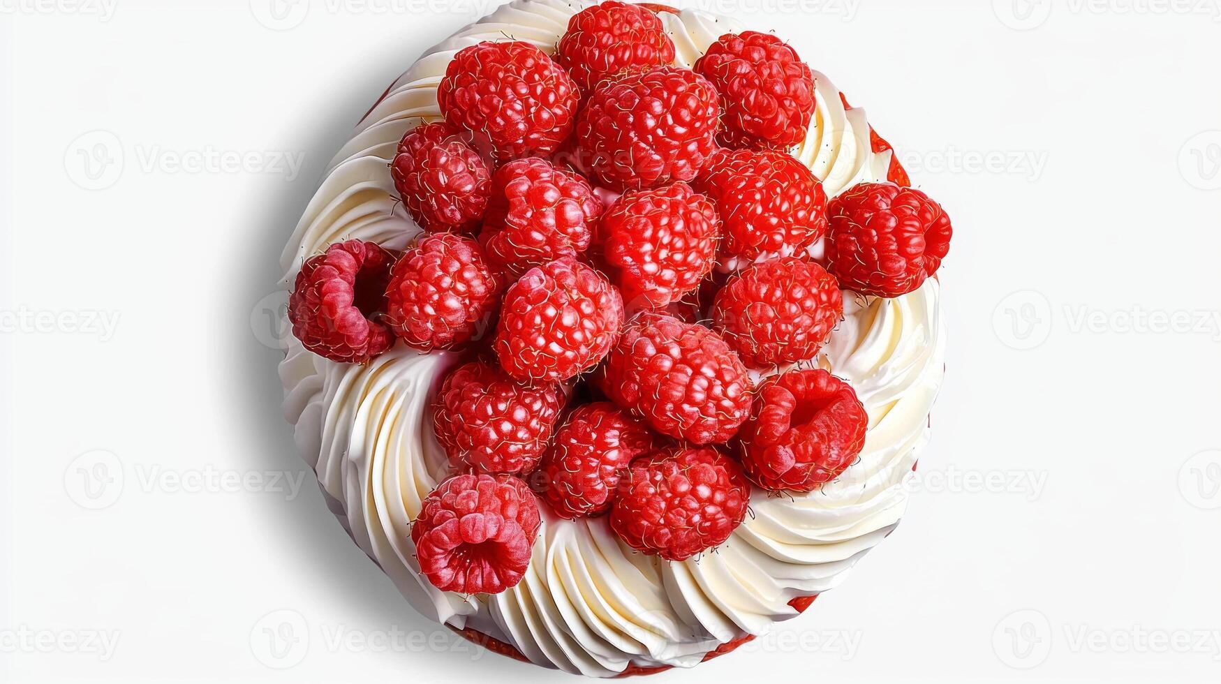 Delicious cake topped with fresh raspberries for dessert inspiration photo