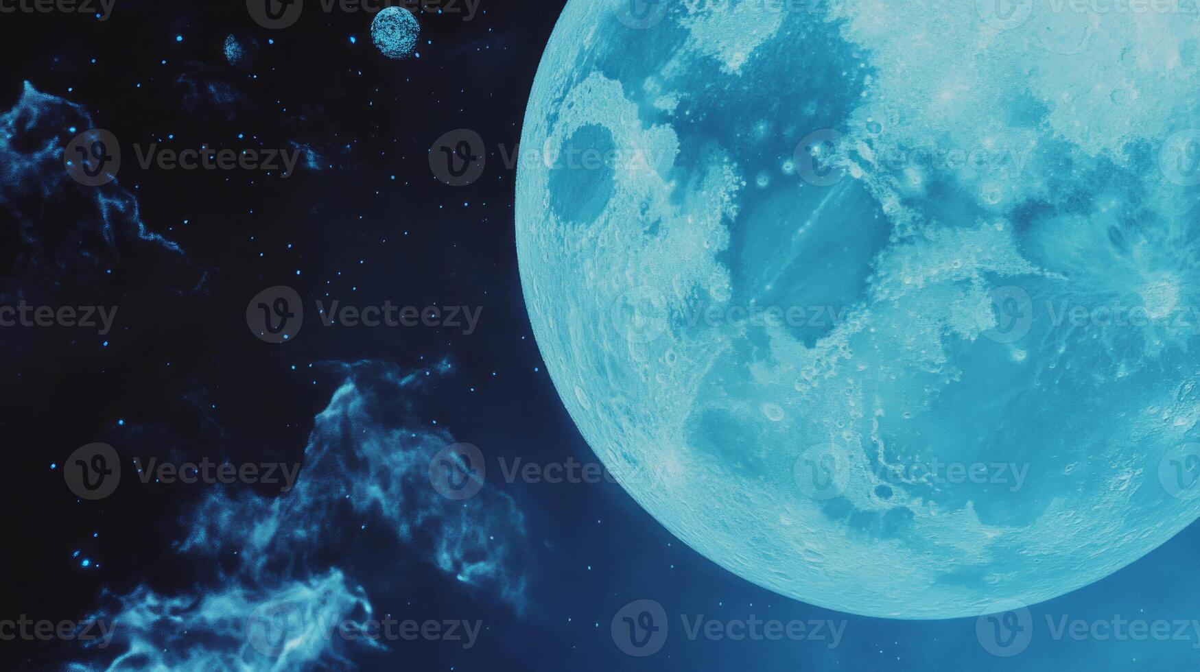 Abstract lunar texture with chaotic cosmic elements in night sky photo