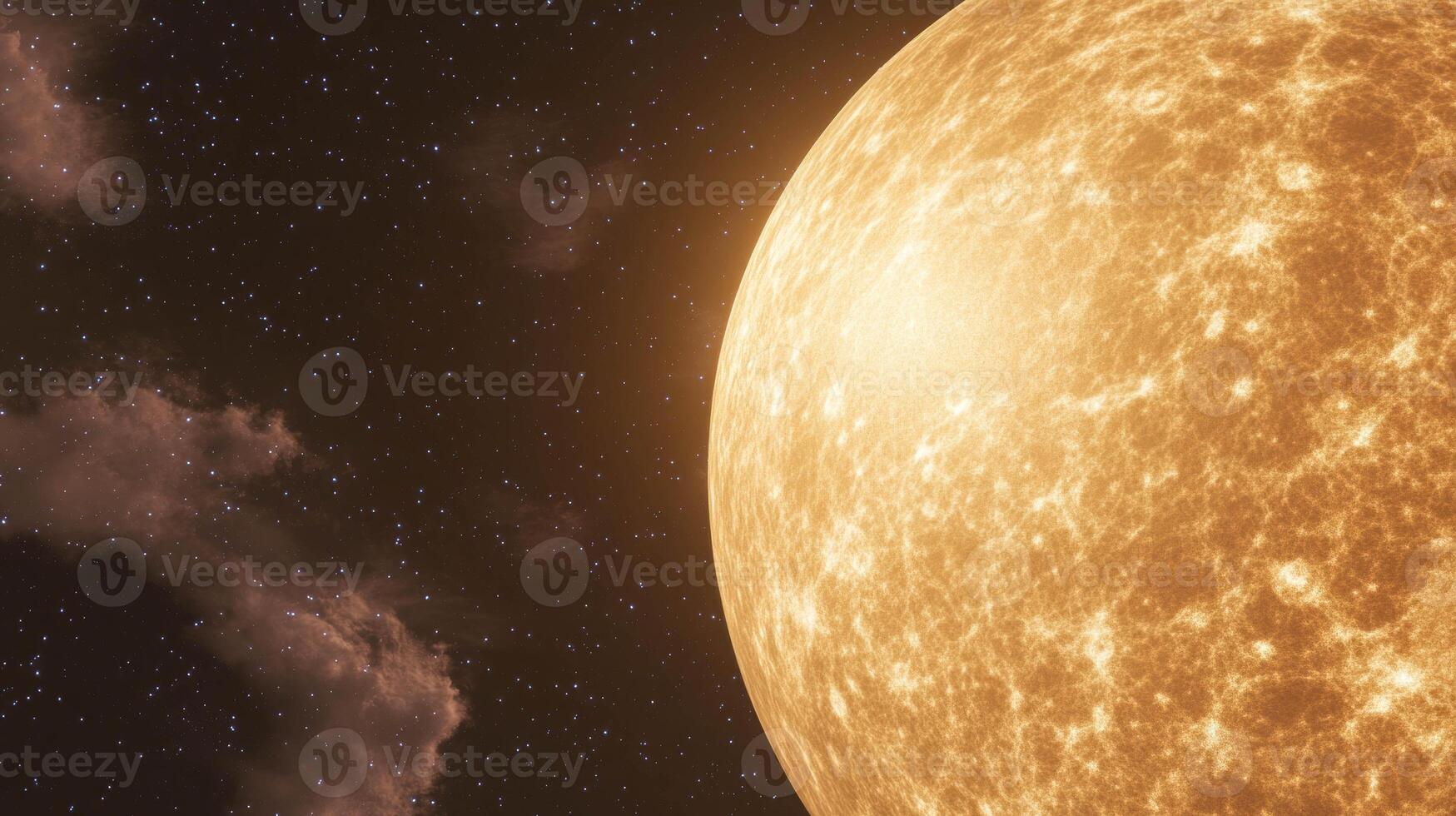 Celestial sphere featuring enigmatic moon amid chaotic cosmic texture in brown tones photo